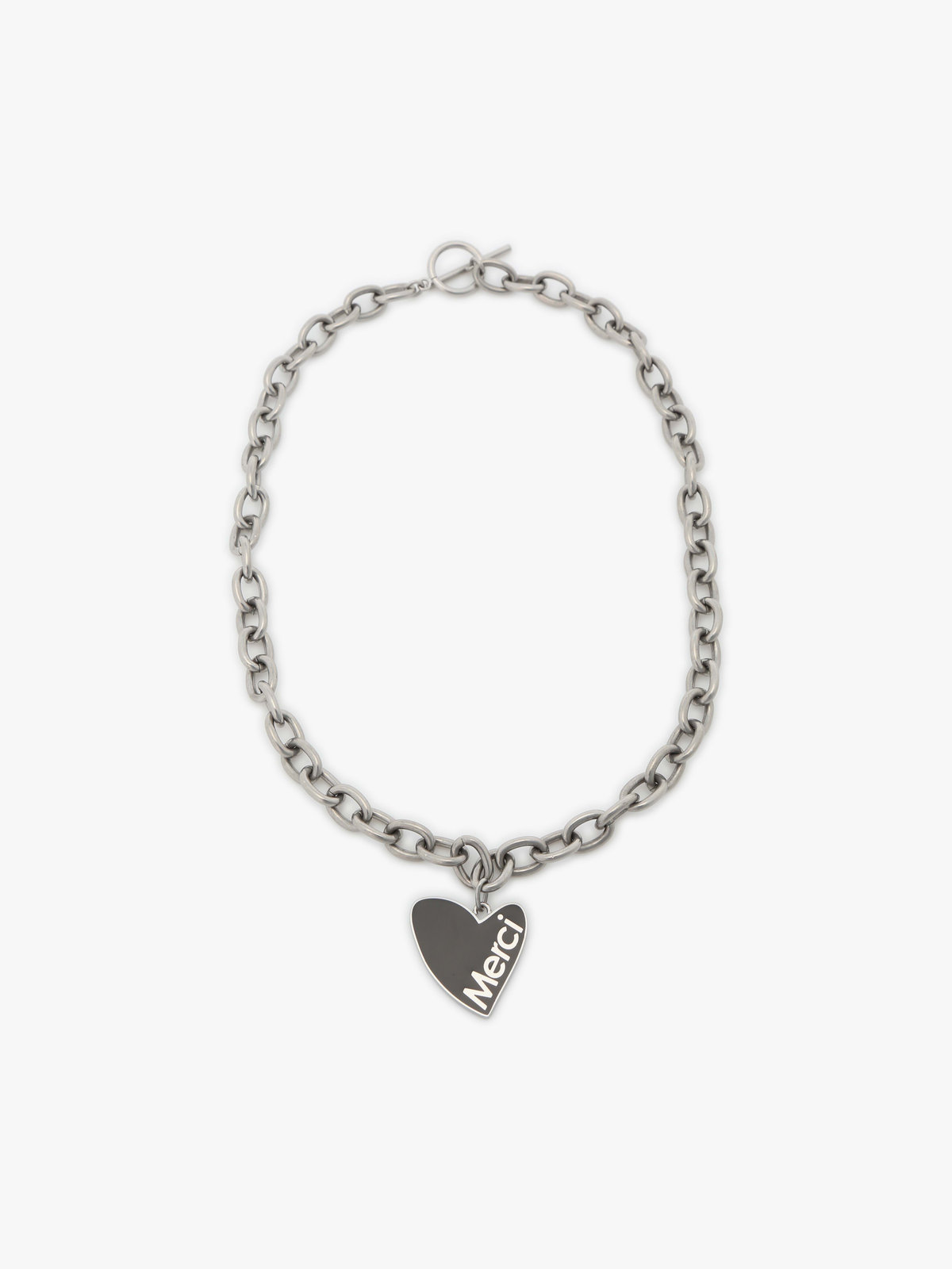 To b. by agnès b. メッセージ ハート チェーンネックレス ”Merci” ブラック