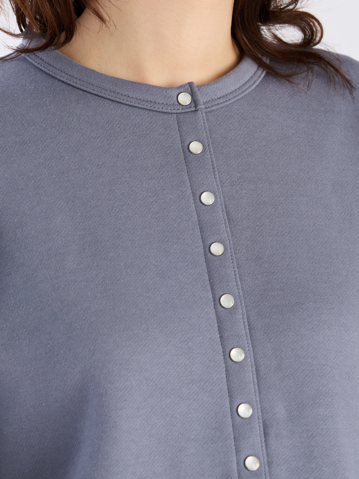 FEMME ウィメンズ オーガニックコットン メルトン 長袖 カーディガンプレッション ”Phone” グレー