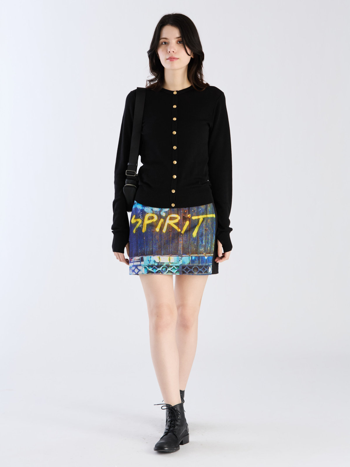 FEMME ウィメンズ 【Outlet】ウール ジャージー フィンガーレス カーディガンプレッション ブラック