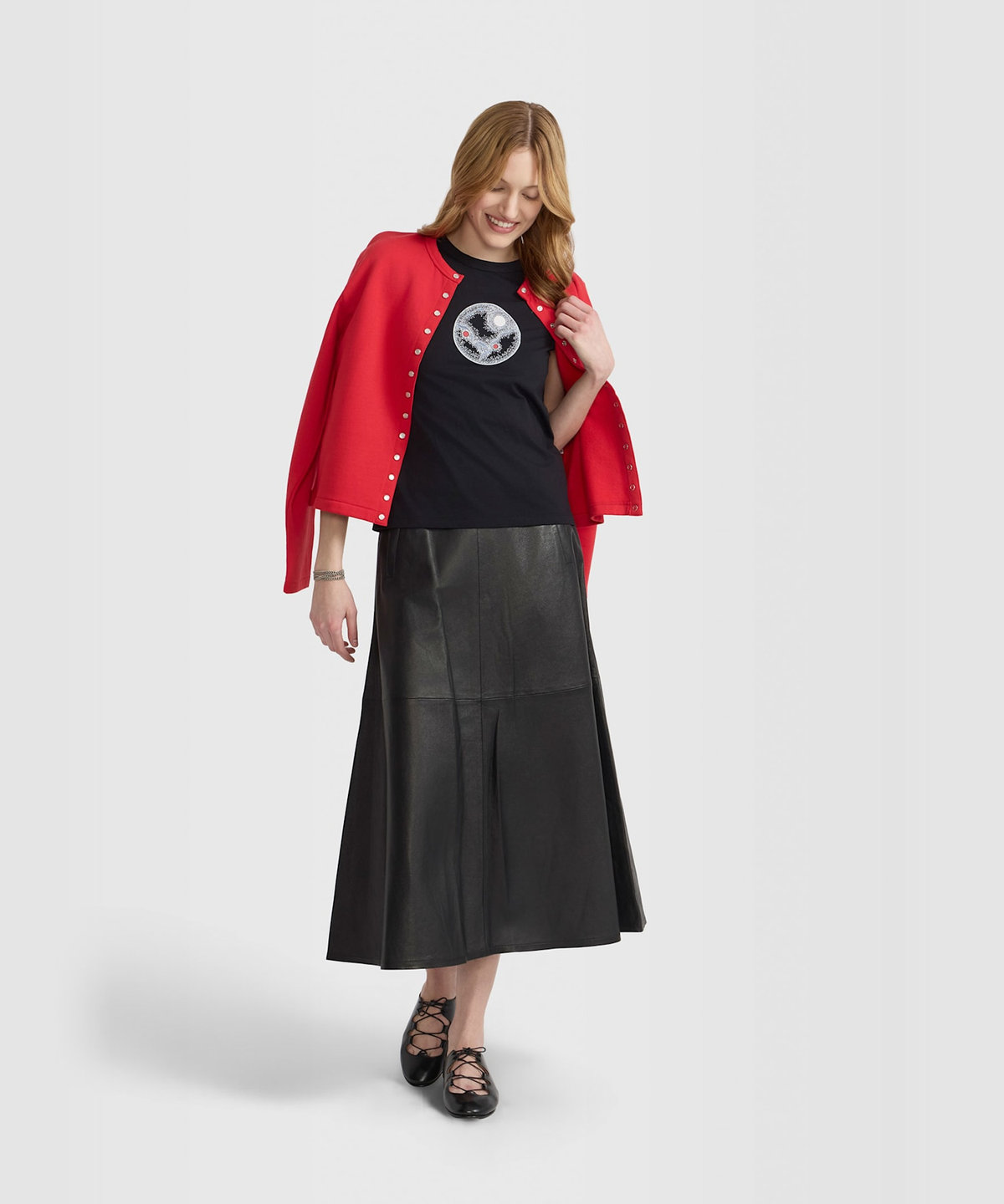 FEMME ウィメンズ プリント オーガニックコットン 半袖 アーティスト Tシャツ "Lou Malta" ブラック