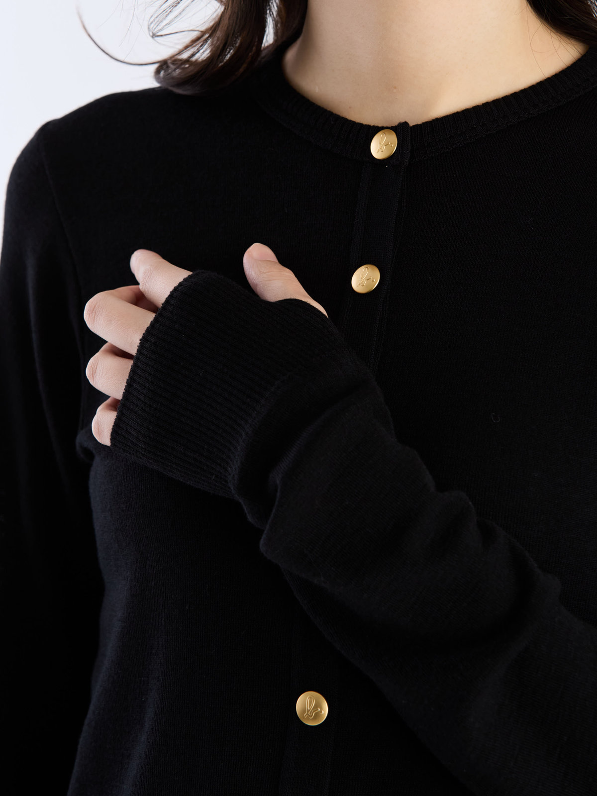 FEMME ウィメンズ 【Outlet】ウール ジャージー フィンガーレス カーディガンプレッション ブラック