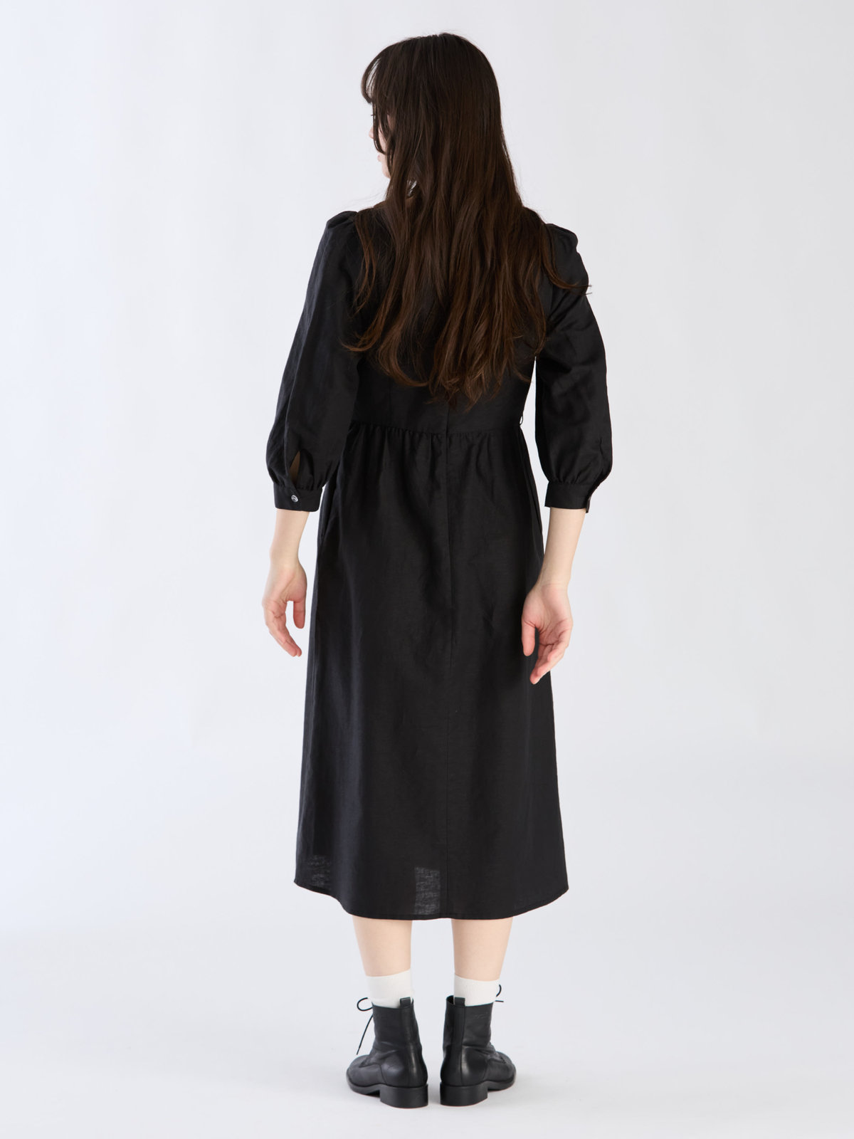 To b. by agnès b. 【Outlet】リネンコットンシャーリングドレス ブラック