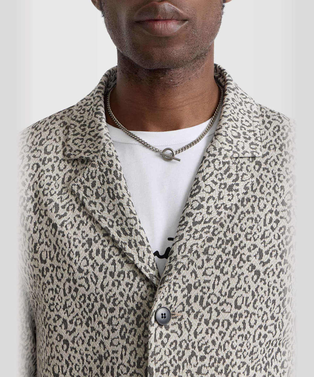 HOMME メンズ メンズ レオパード ジャカード テーラードジャケット "Paul" ベージュ