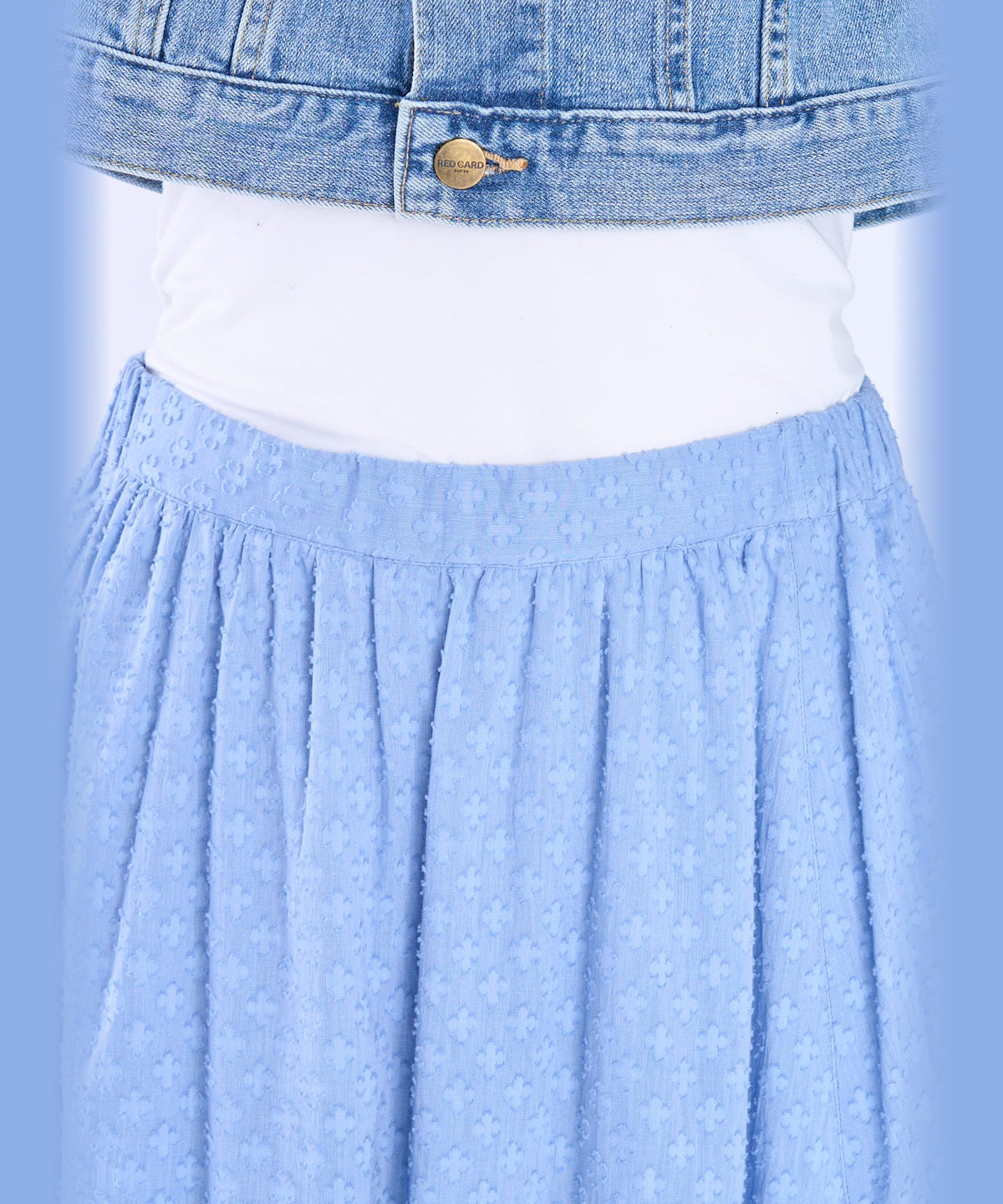 To b. by agnès b. フラワー コットン カット ジャカード スカート ブルー