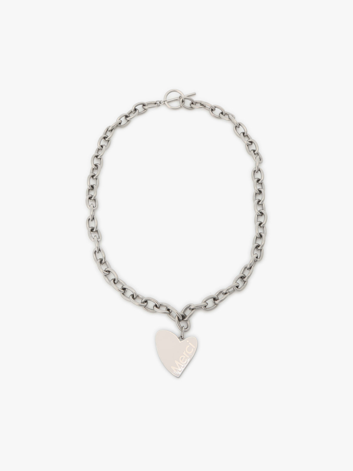 To b. by agnès b. メッセージ ハート チェーンネックレス ”Merci” ホワイト