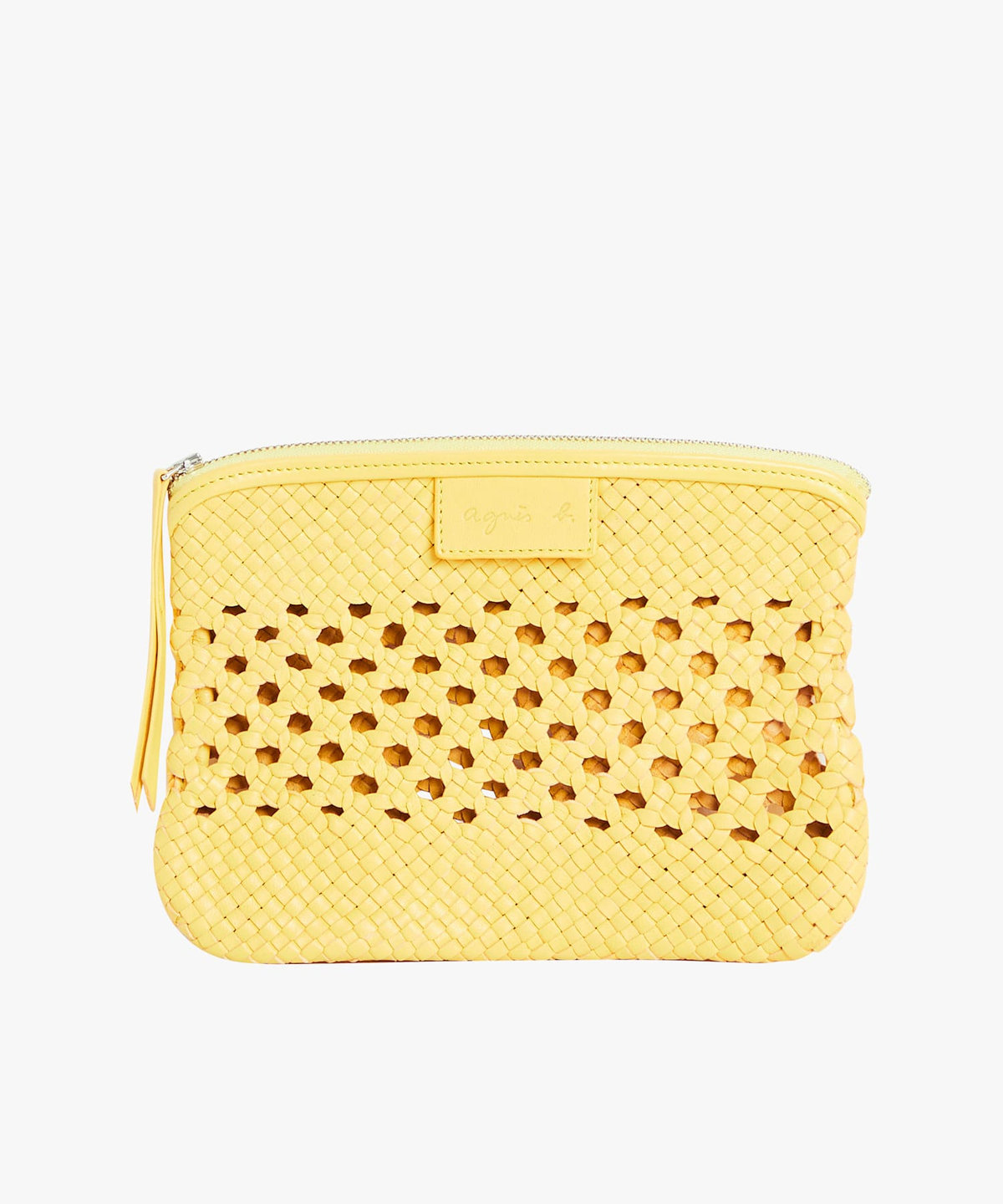 FEMME ウィメンズ ラムレザー 編み込み クラッチバッグ イエロー