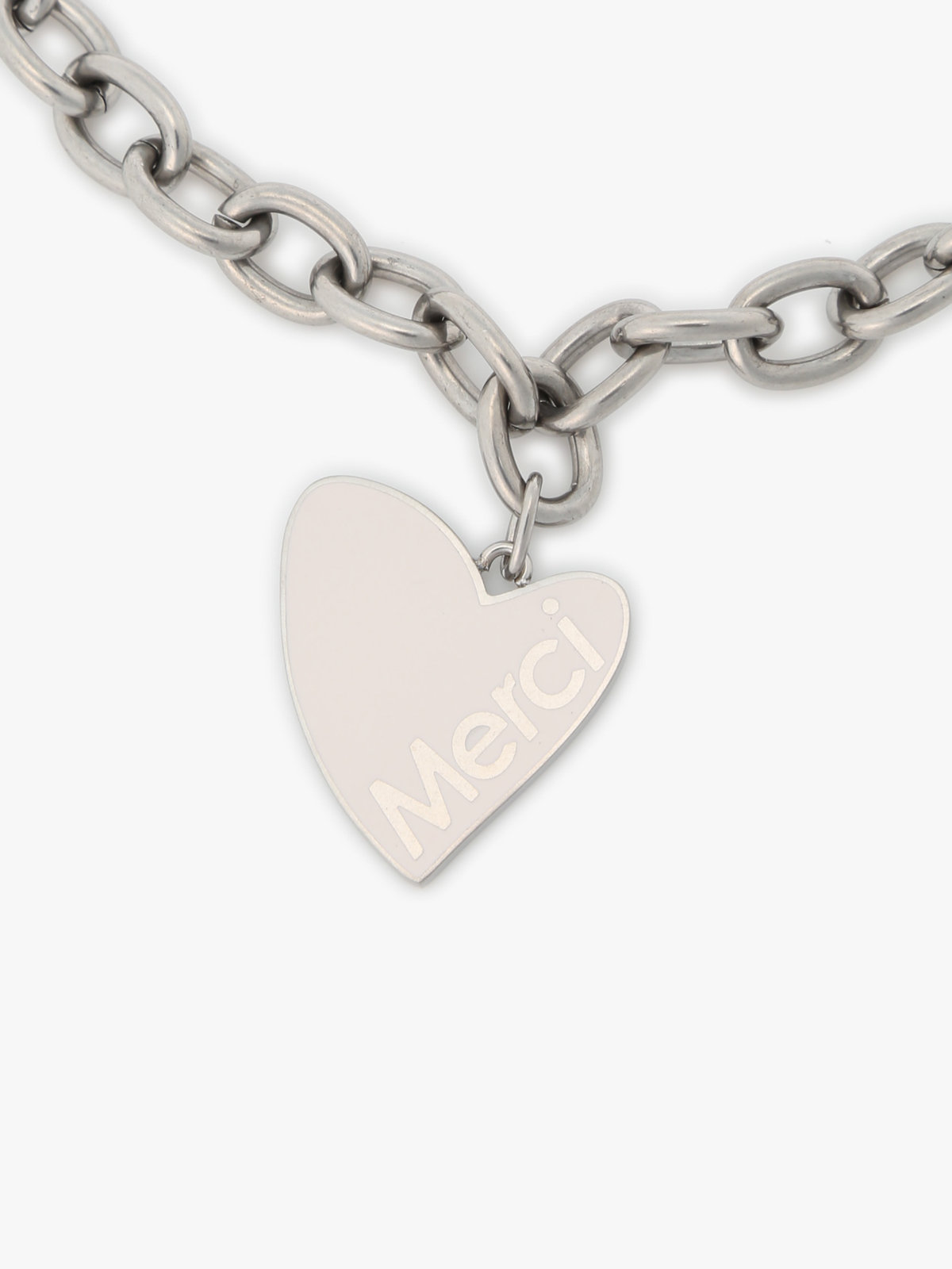 To b. by agnès b. メッセージ ハート チェーンネックレス ”Merci” ホワイト