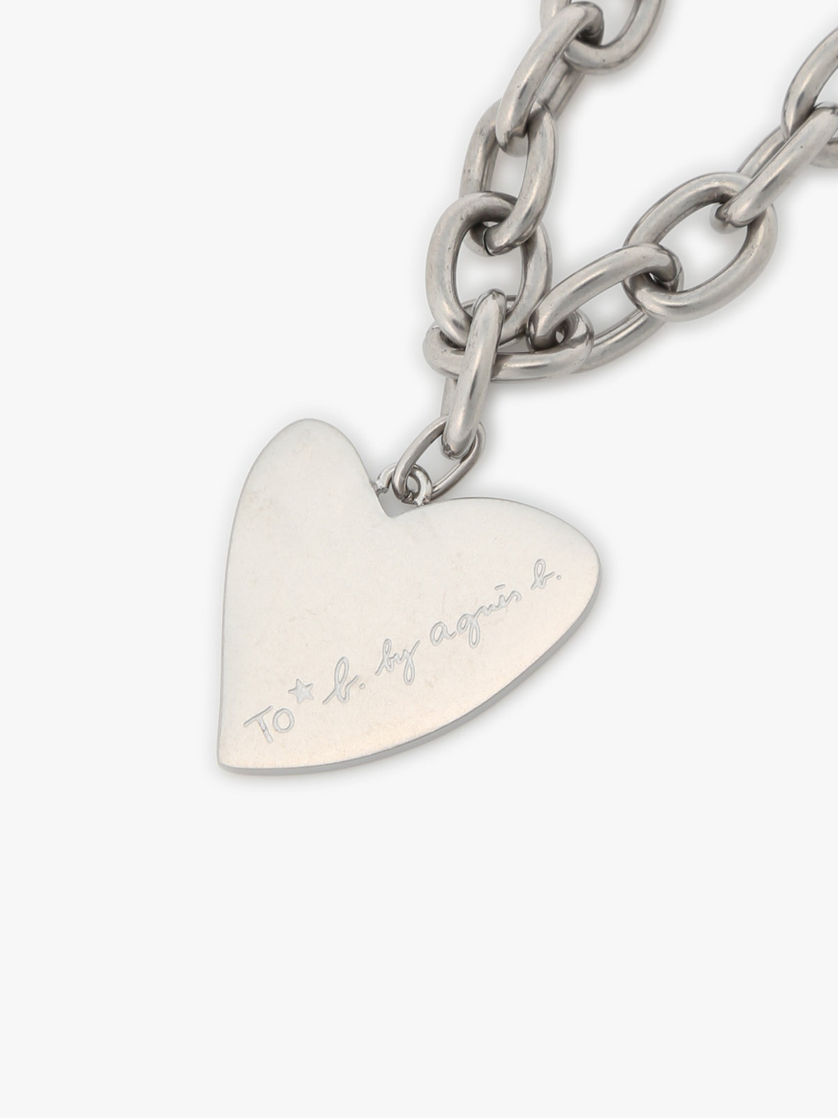 To b. by agnès b. メッセージ ハート チェーンネックレス ”Merci” ホワイト