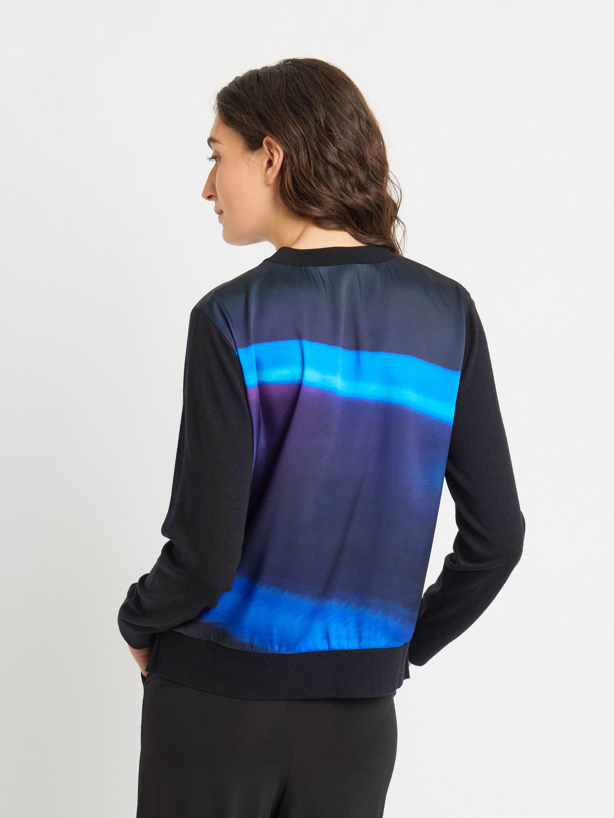 FEMME ウィメンズ 【Outlet】フォトプリント カシミヤ シルク混 ウール ニット プルオーバー "Neon" ブラック