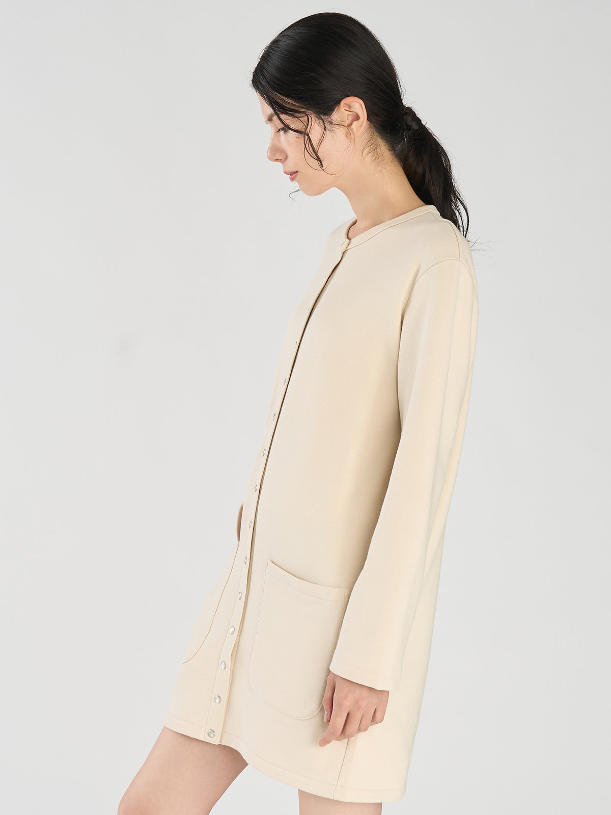 FEMME ウィメンズ コットン 長袖 ロング カーディガンプレッション "Tanger" ベージュ