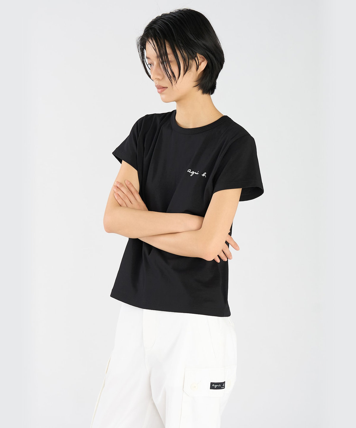 FEMME ウィメンズ ロゴ プリント コットン 半袖 Tシャツ "Brando" ブラック