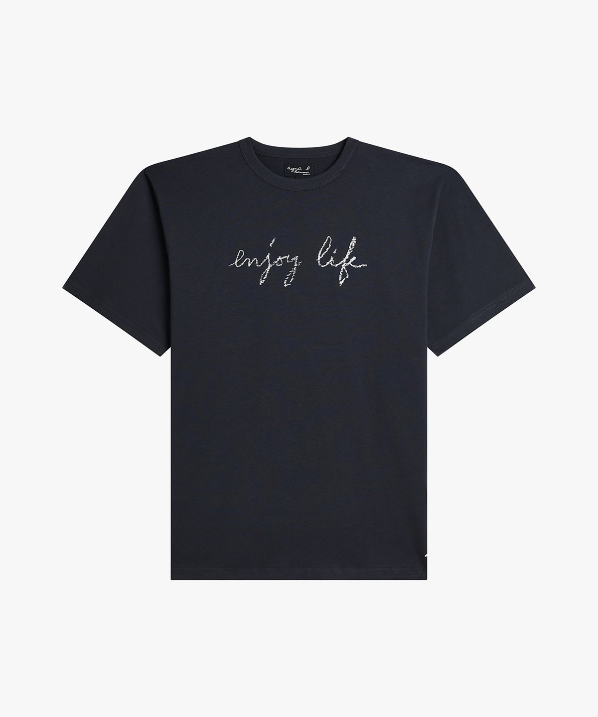 HOMME メンズ メンズ メッセージ プリント コットン 半袖 Tシャツ "enjoy life" グレー
