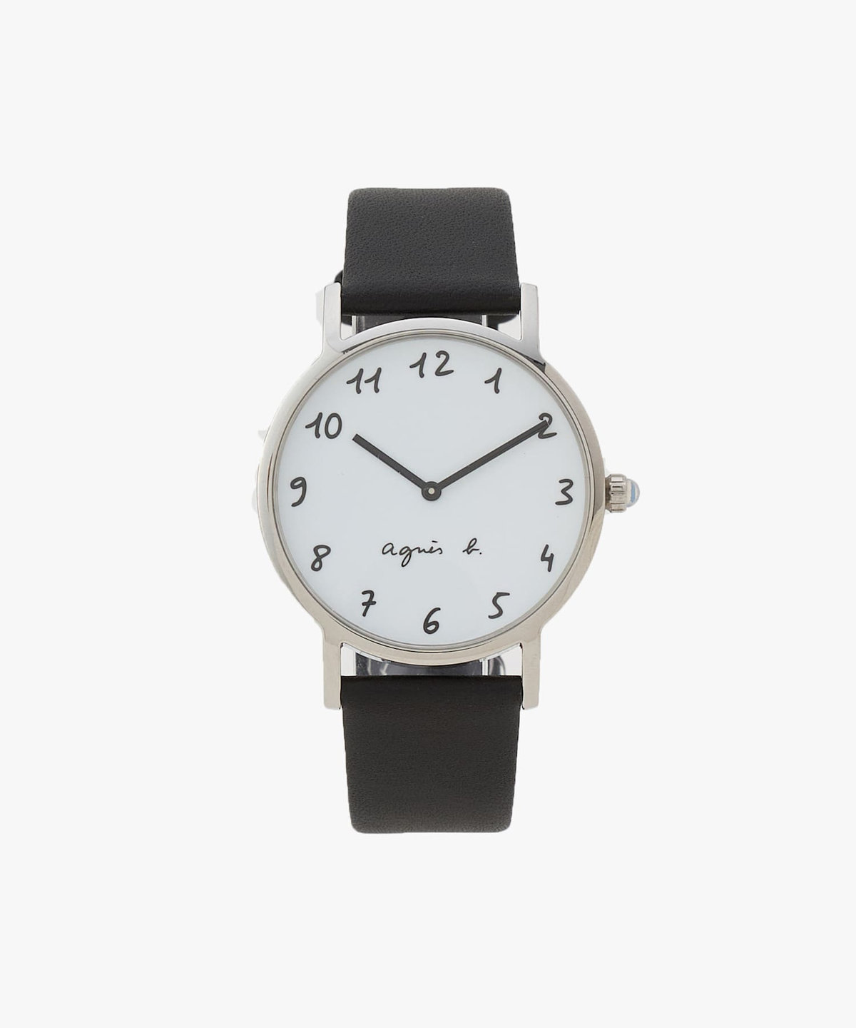 HOMME メンズ メンズ ブラック レザー ラウンド ウォッチ "Marcello" ブラック