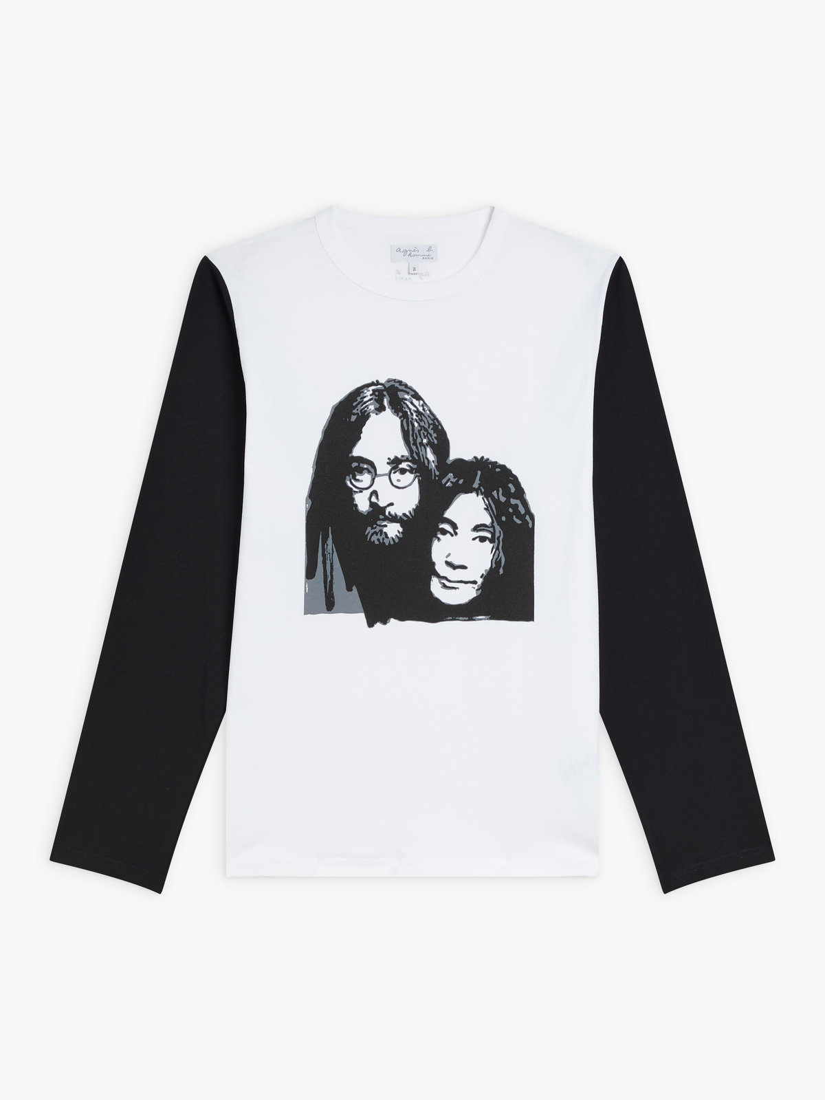 HOMME メンズ メンズ プリント コットン 長袖 アーティスト Tシャツ ”Rafael Gray” ホワイト