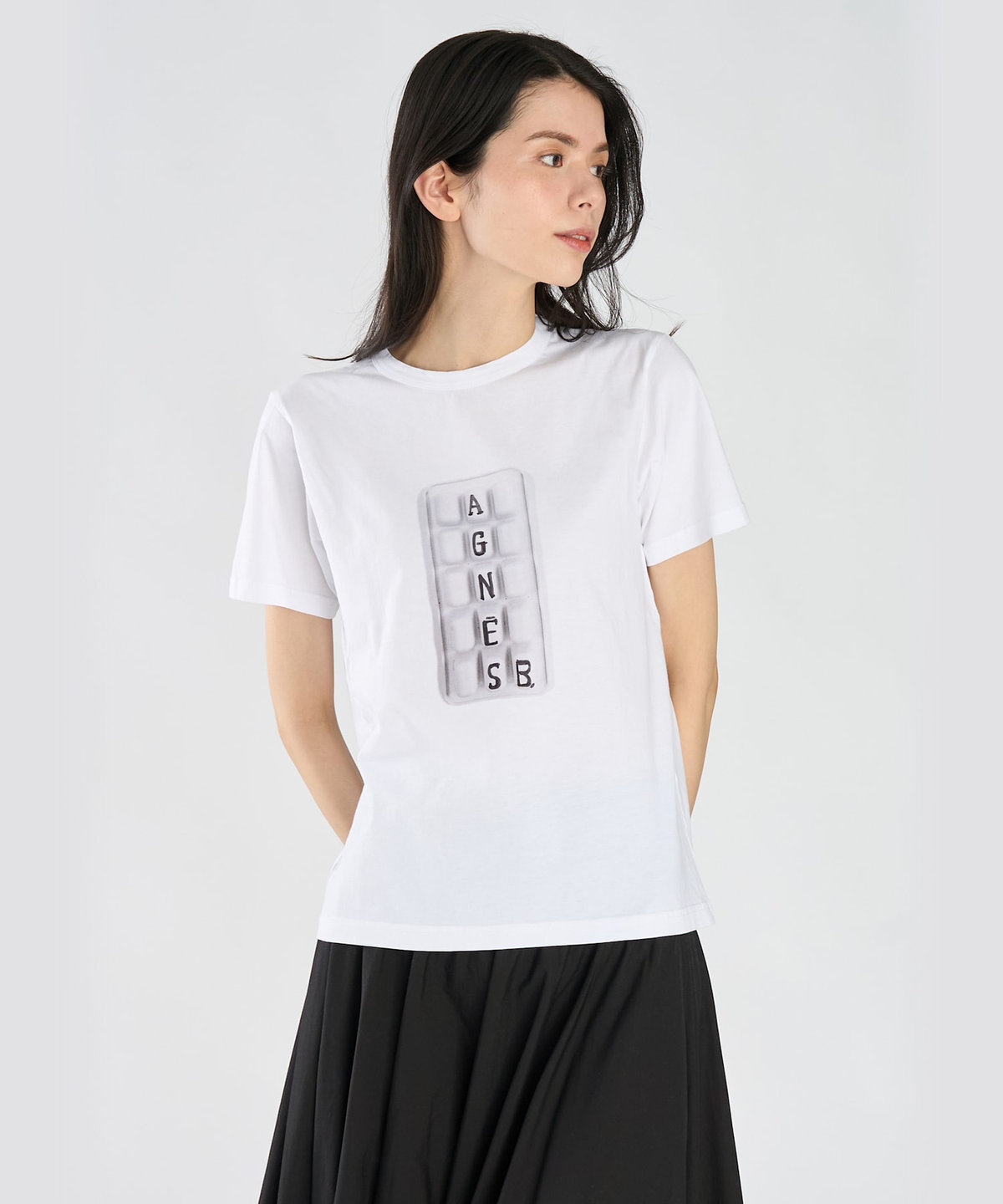 FEMME ウィメンズ 【by R 限定品】agnes b. フォトプリント コットン 半袖 Tシャツ ホワイト