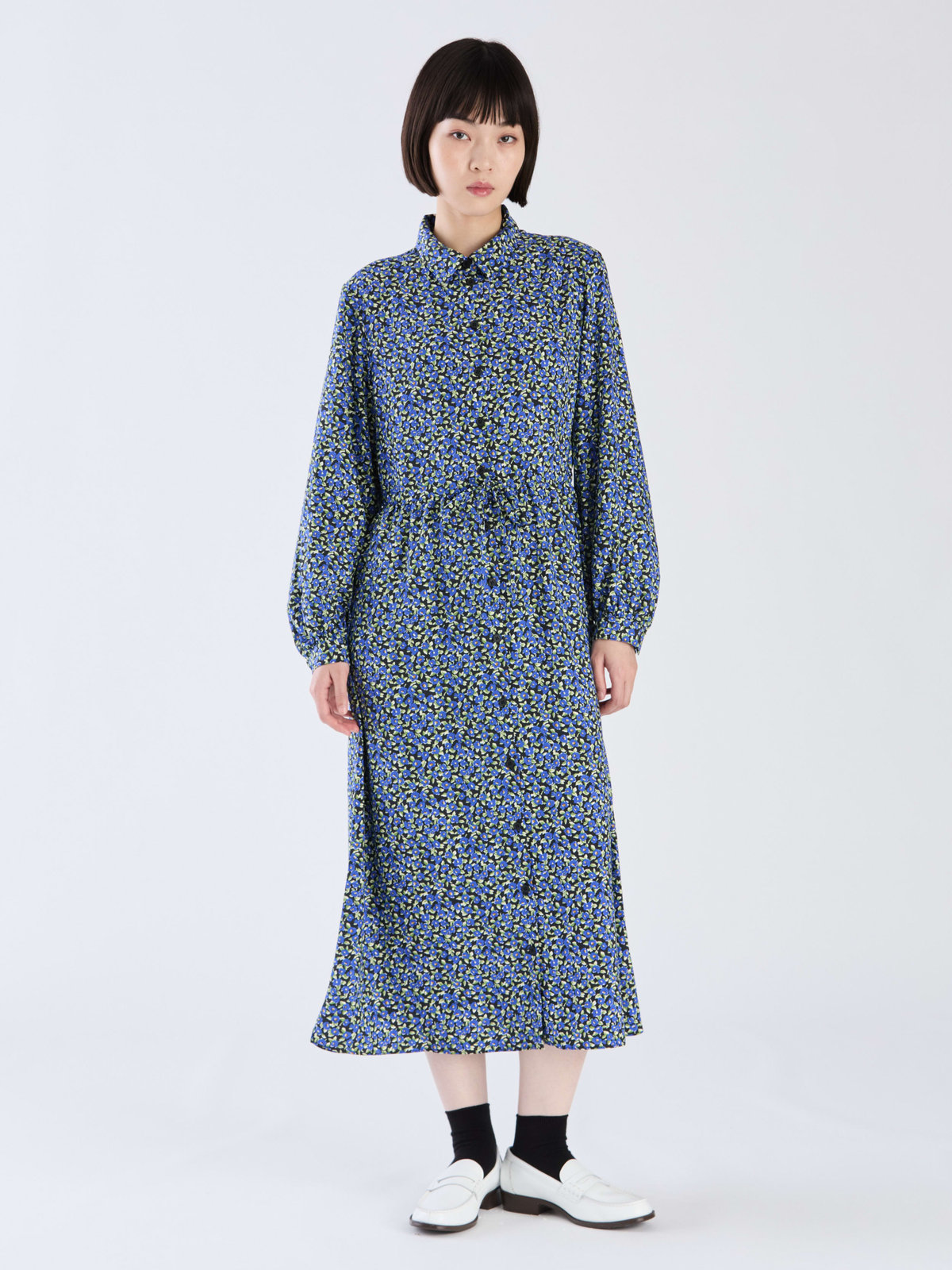 To b. by agnès b. 【Outlet】フラワープリントドレス ブルー