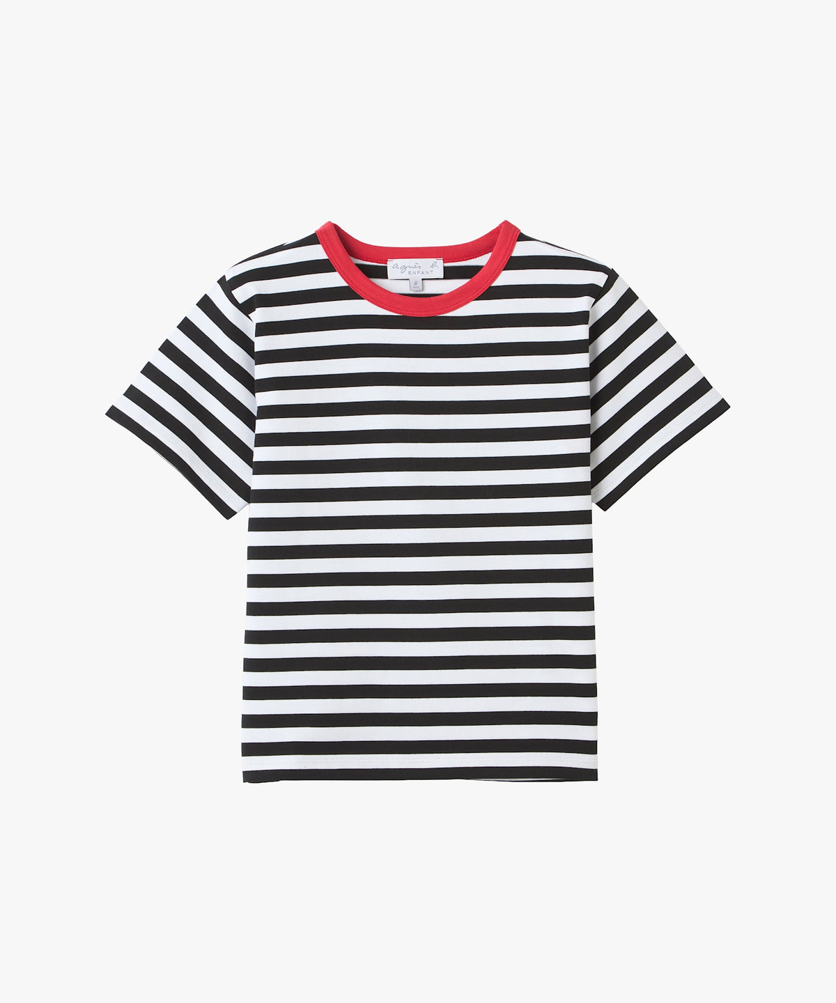 ENFANT ユニセックス キッズ ボーダー コットン 半袖 Tシャツ ホワイト×ブラック