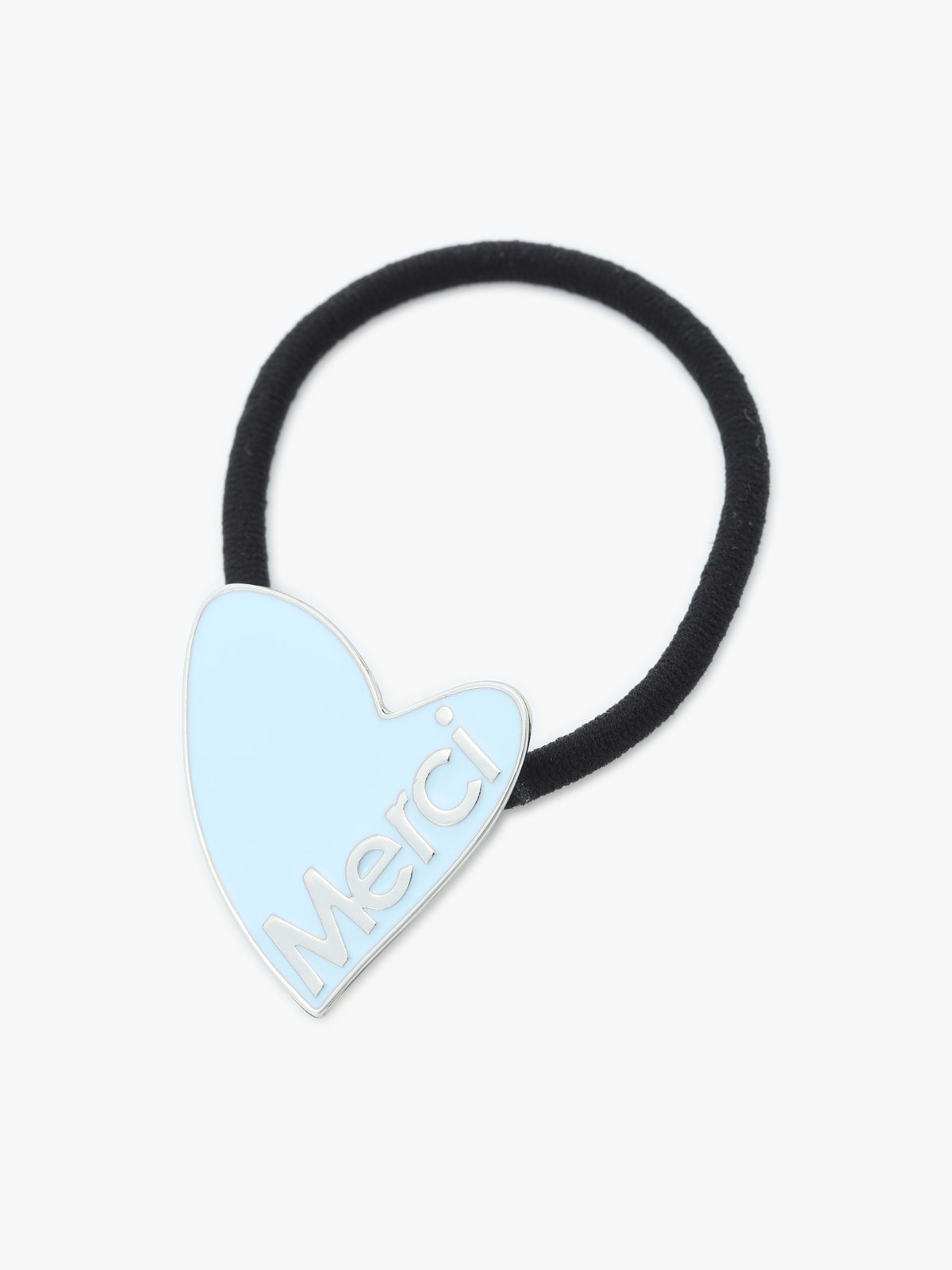 To b. by agnès b. メッセージ ハート ヘアタイ ”Merci” ブルー