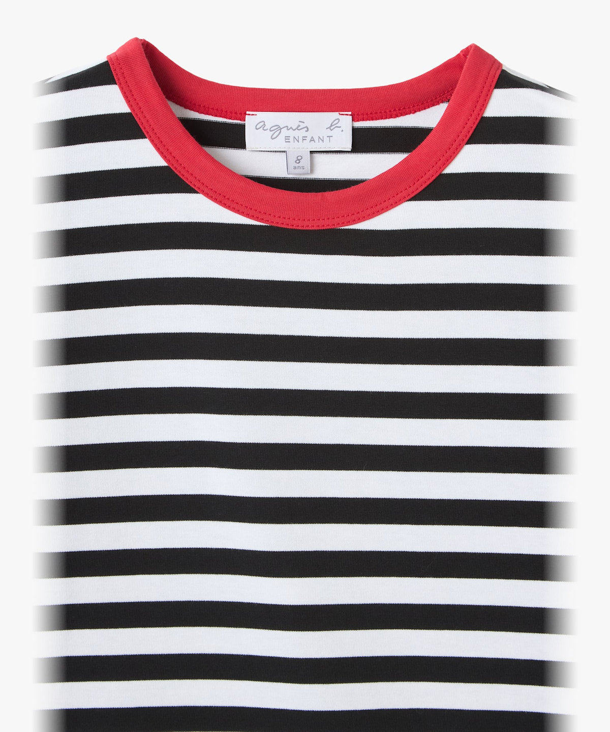 ENFANT ユニセックス キッズ ボーダー コットン 半袖 Tシャツ ホワイト×ブラック