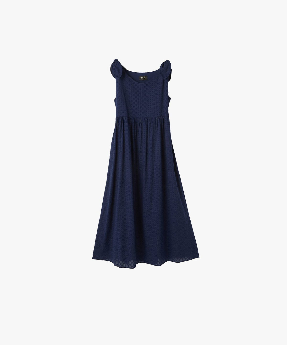 To b. by agnès b. フラワー コットン カット ジャカード ワンピース ネイビー