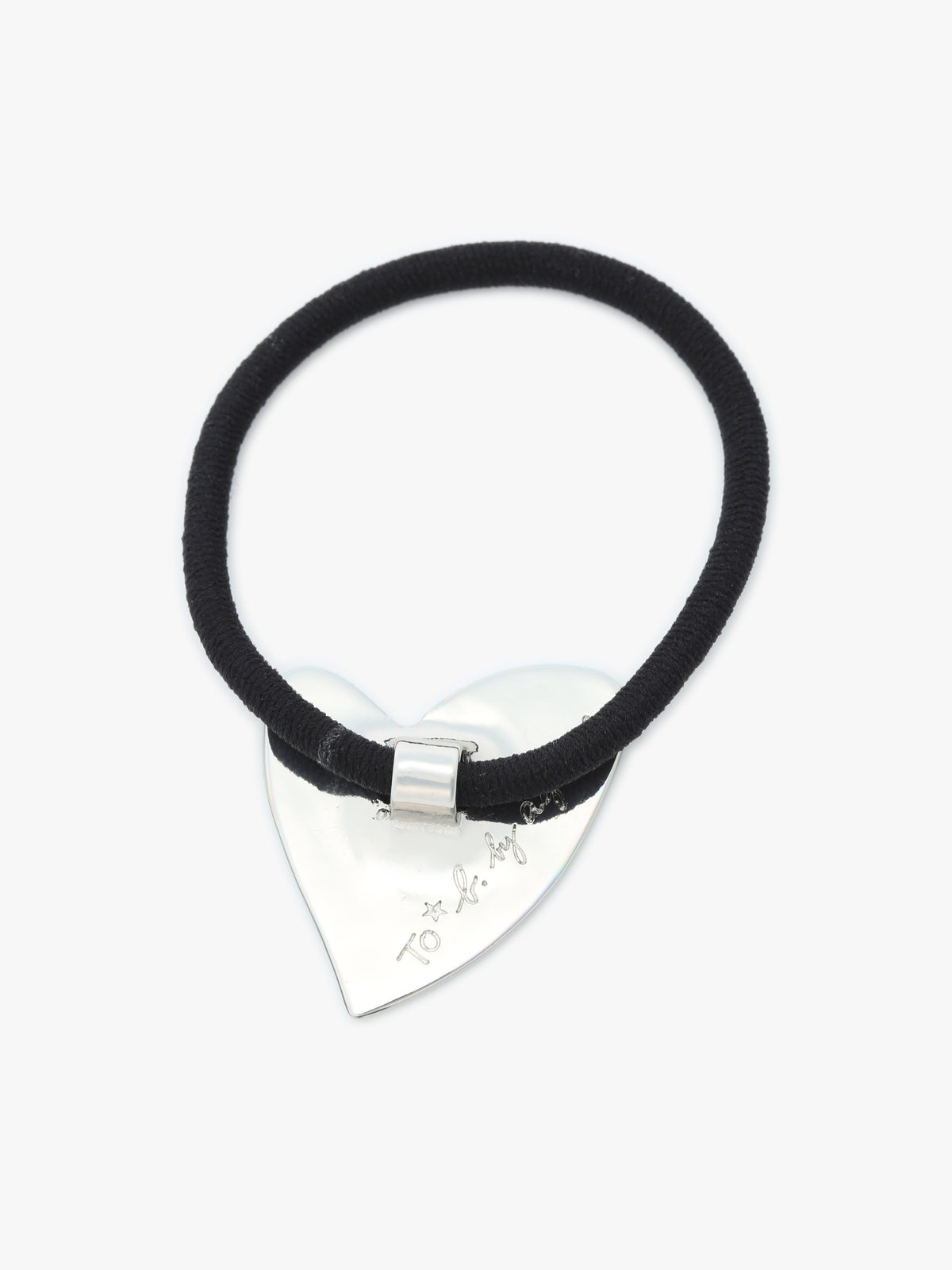 To b. by agnès b. メッセージ ハート ヘアタイ ”Merci” ブルー