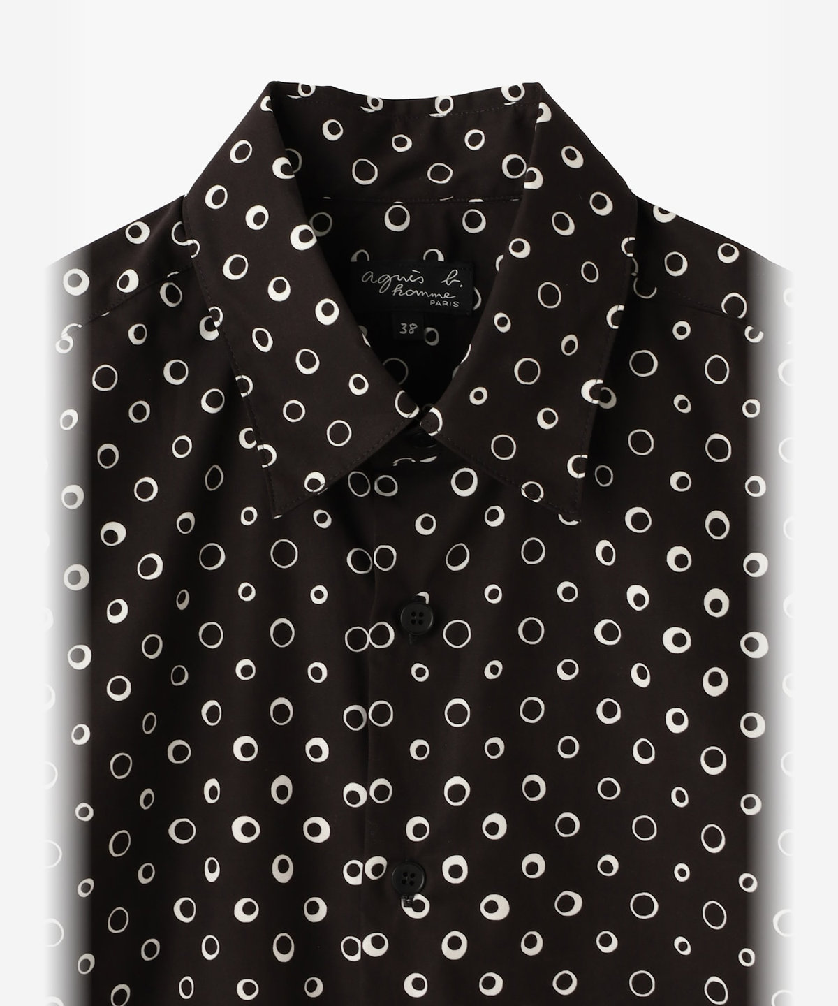 HOMME メンズ メンズ プリント コットン 長袖 シャツ "Andy" ブラック