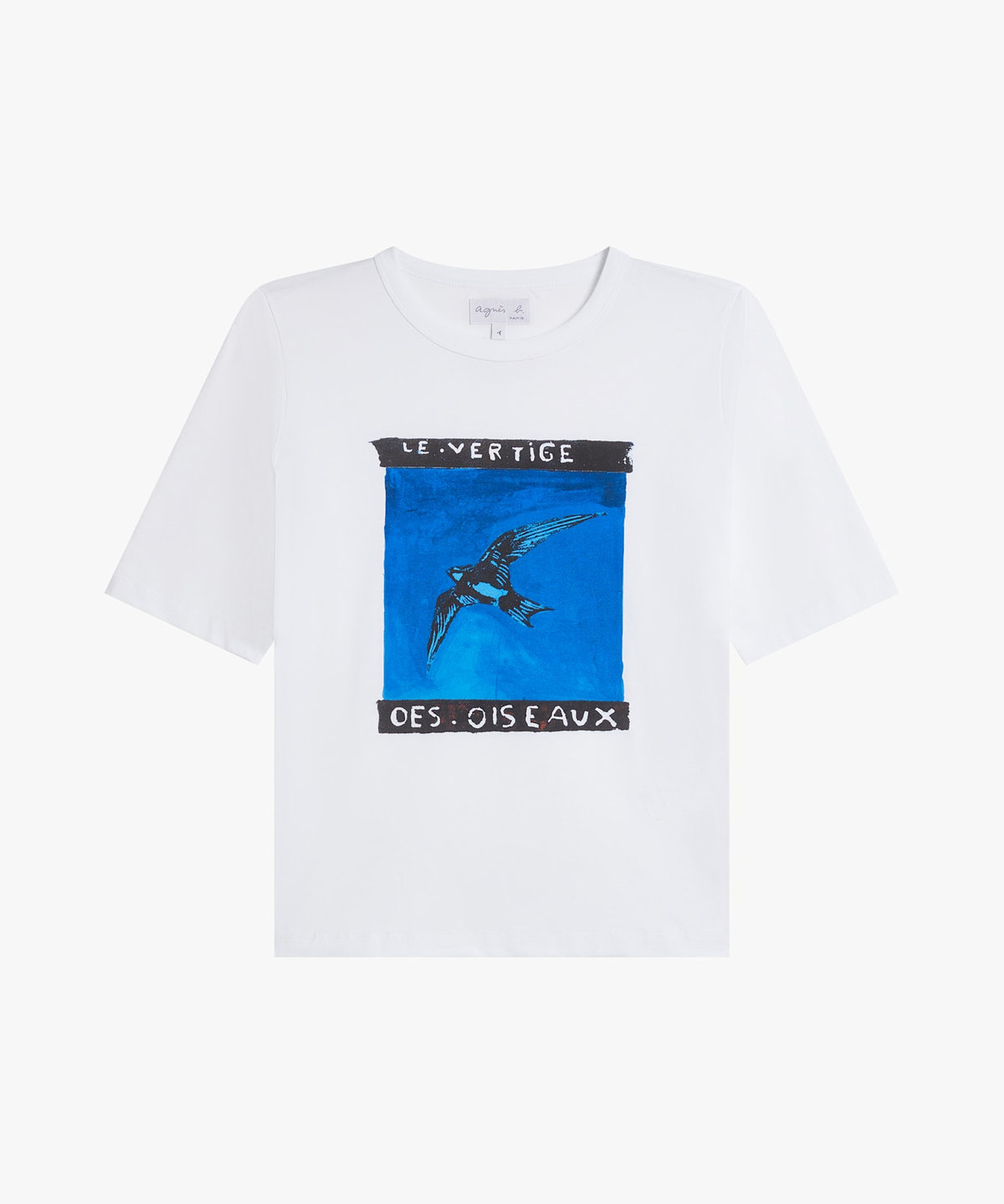 FEMME ウィメンズ プリント オーガニックコットン 5分袖 アーティスト Tシャツ "P.P." ホワイト