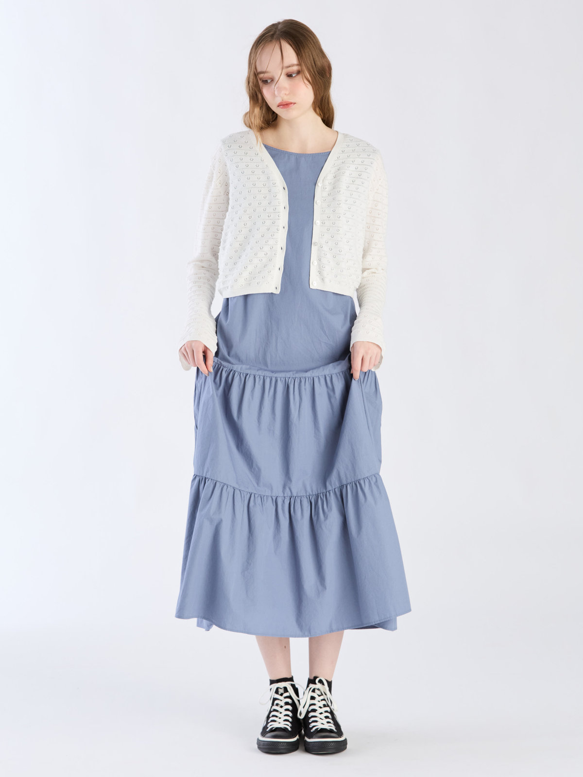 To b. by agnès b. 【Outlet】デイジーストライプニットカーディガン ホワイト