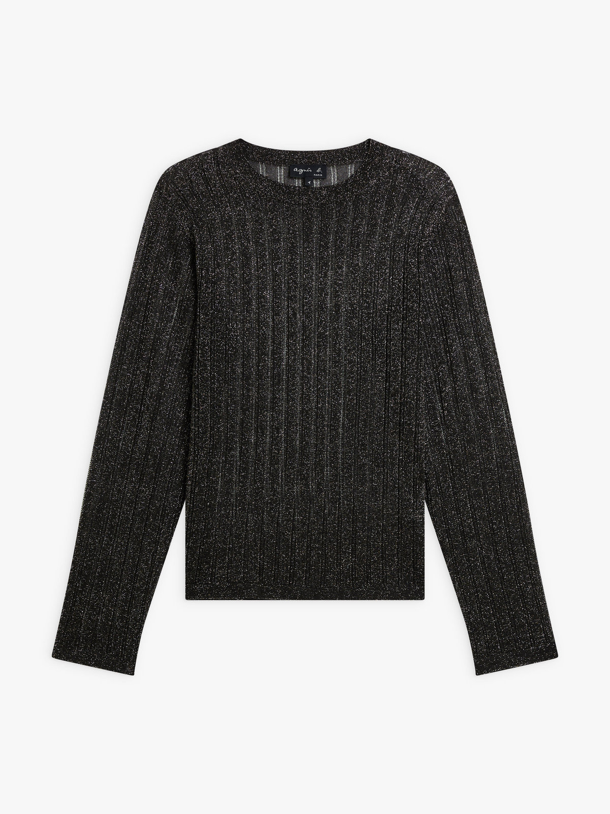 FEMME ウィメンズ メタリックストライプ 長袖 Tシャツ ブラック系その他