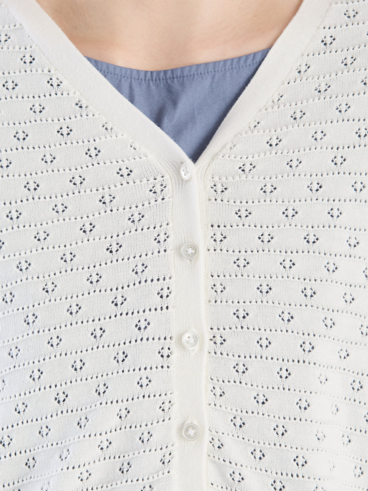 To b. by agnès b. 【Outlet】デイジーストライプニットカーディガン ホワイト