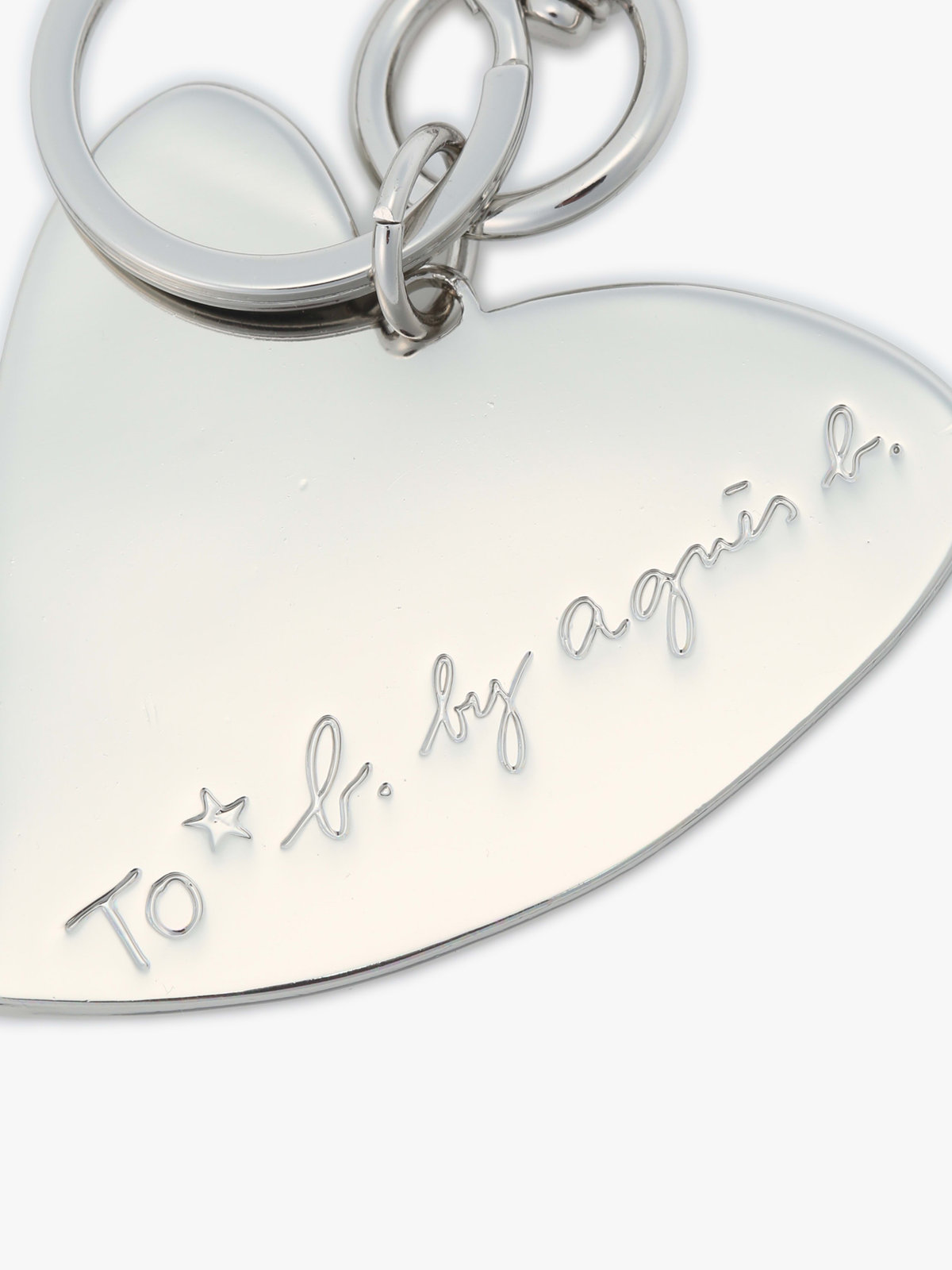 To b. by agnès b. メッセージ ハート キーチャーム ”Merci” ホワイト