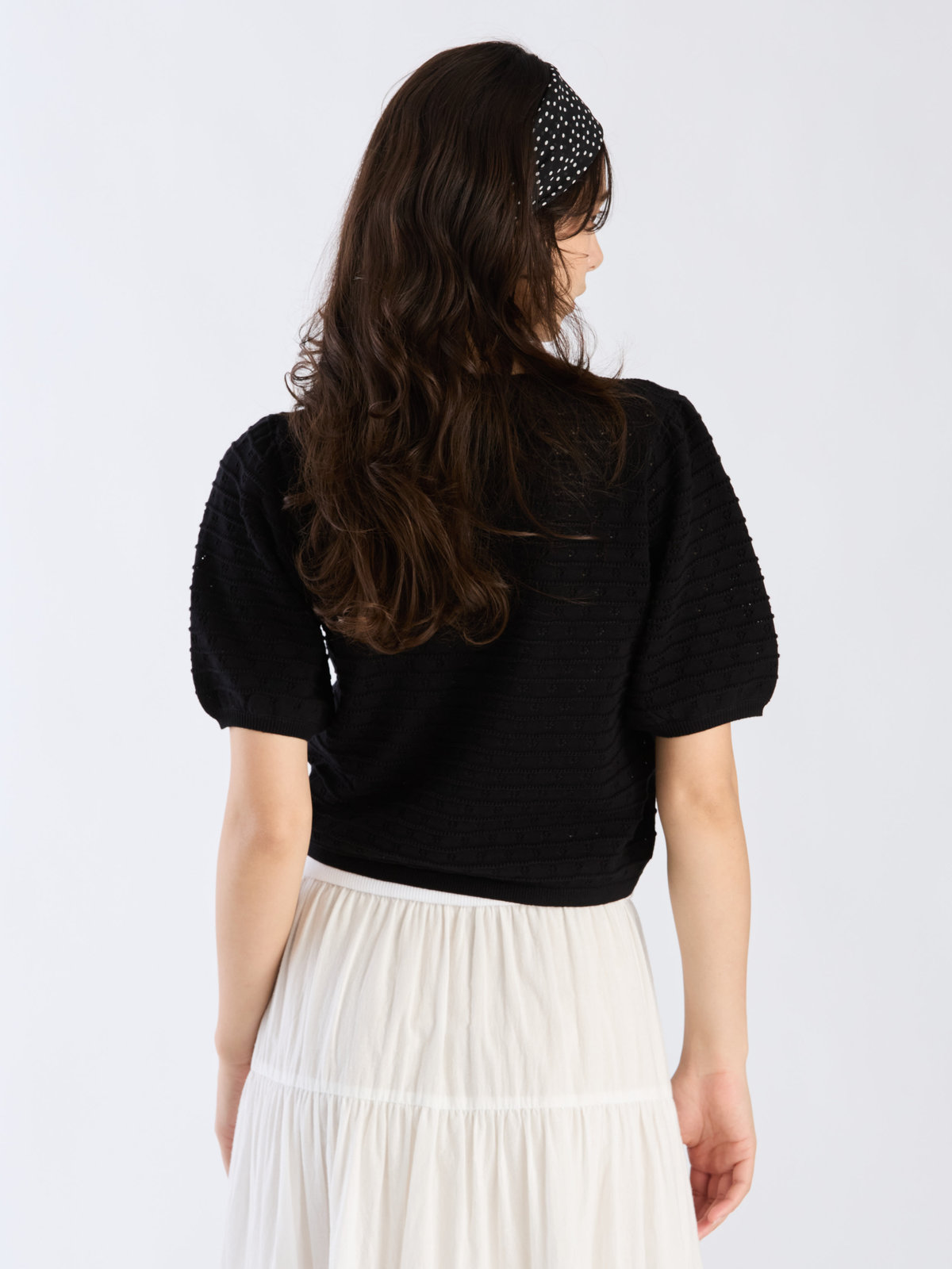 To b. by agnès b. 【Outlet】デイジーストライプニットプルオーバー ブラック