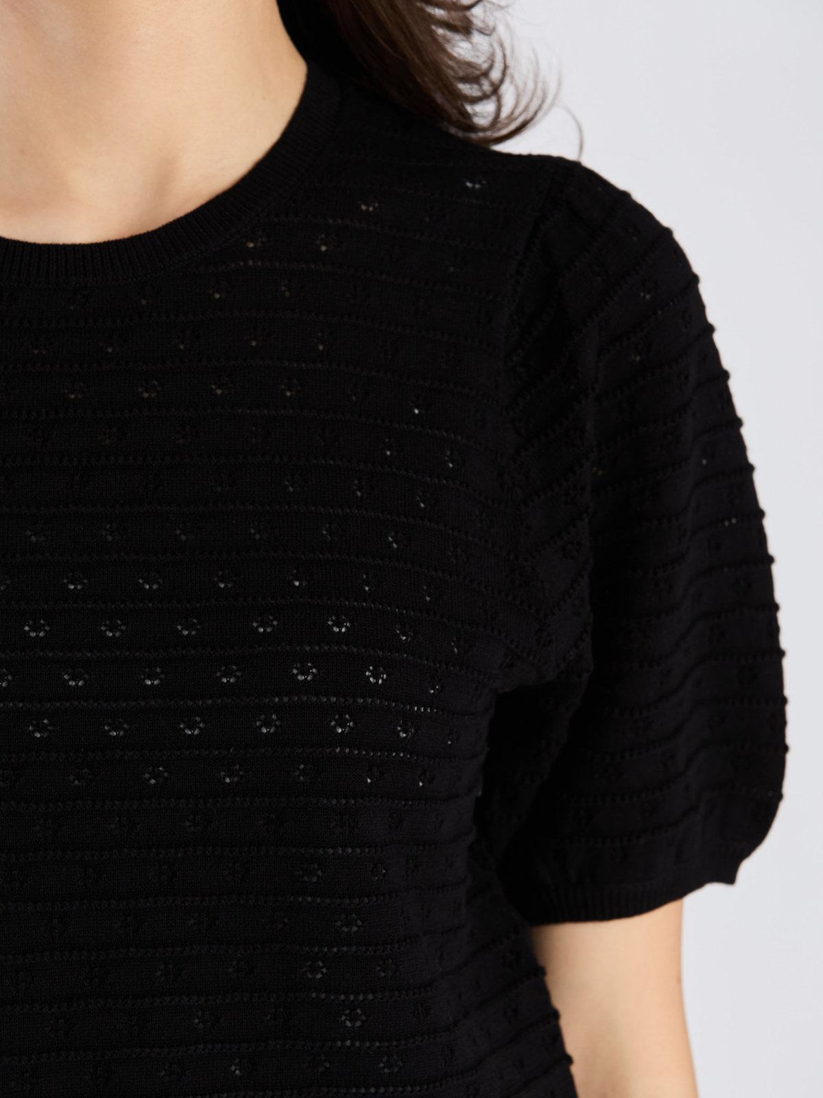 To b. by agnès b. 【Outlet】デイジーストライプニットプルオーバー ブラック