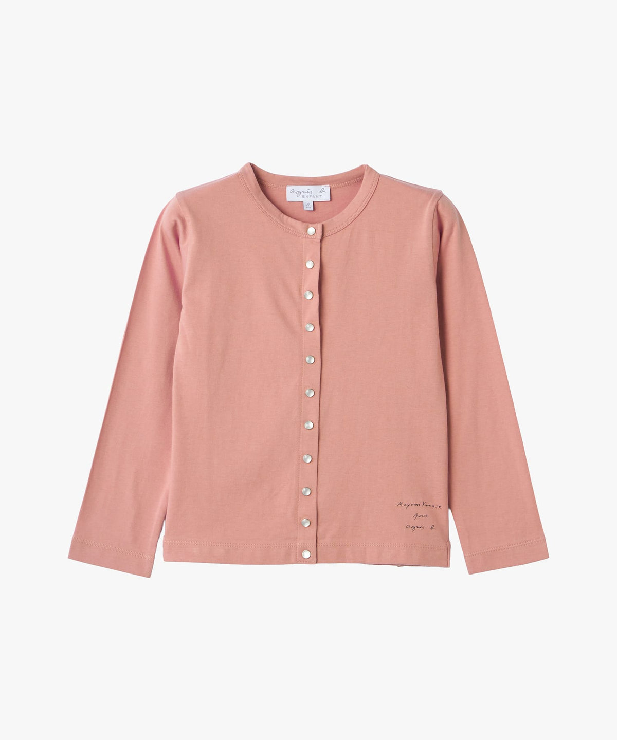 ENFANT ユニセックス キッズ プリント コットン 長袖 カーディガンプレッション agnes b.×mayumi yamase ピンク