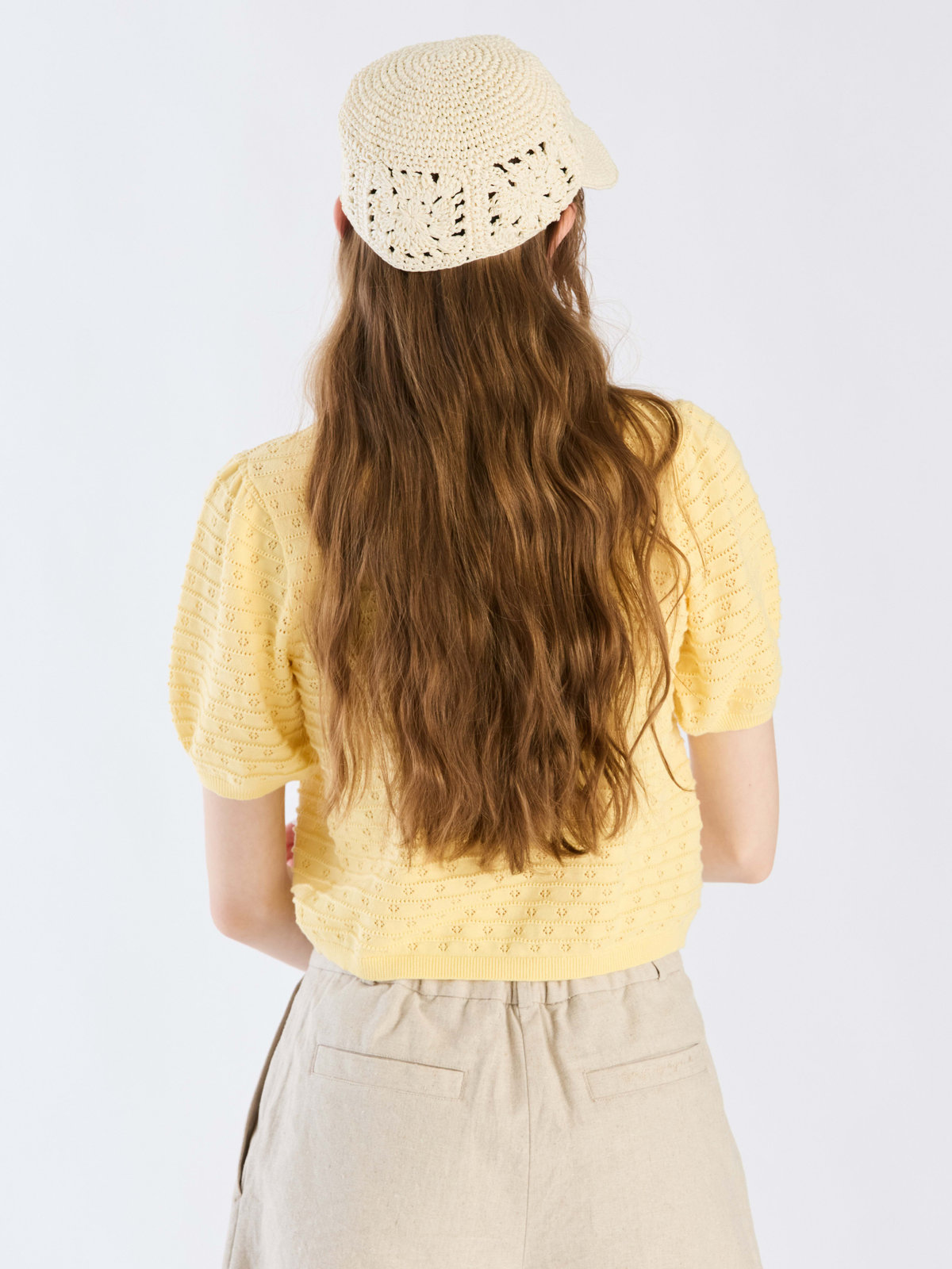 To b. by agnès b. 【Outlet】デイジーストライプニットプルオーバー イエロー