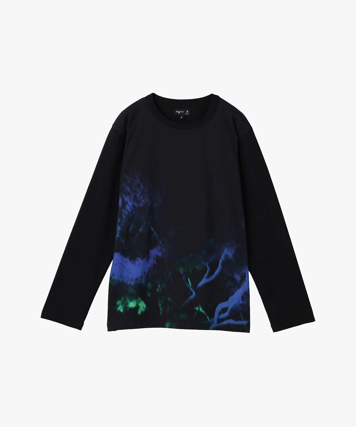 FEMME ウィメンズ フォトプリント コットン 長袖 Tシャツ ブラック