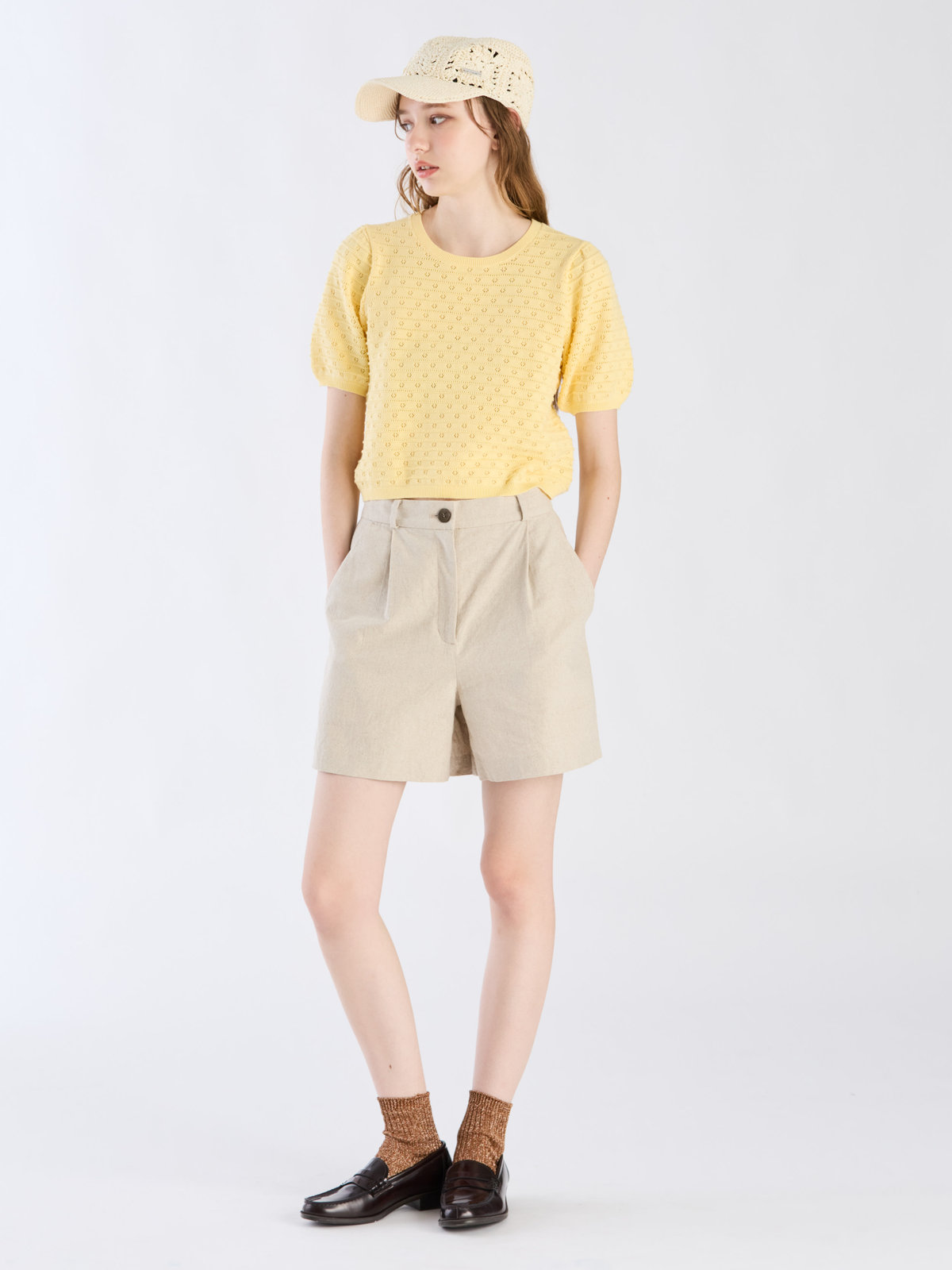 To b. by agnès b. 【Outlet】デイジーストライプニットプルオーバー イエロー