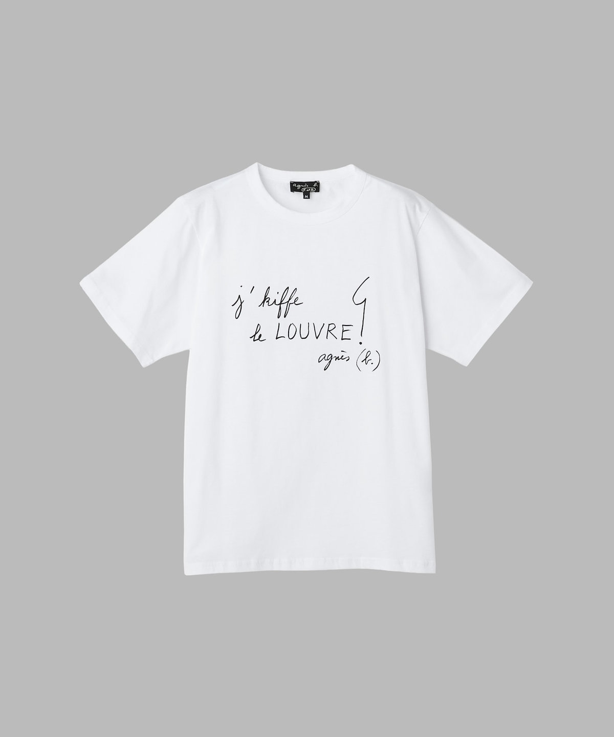 FEMME ウィメンズ メッセージ プリント コットン 半袖 Tシャツ “j'kiffe le Louvre" ホワイト