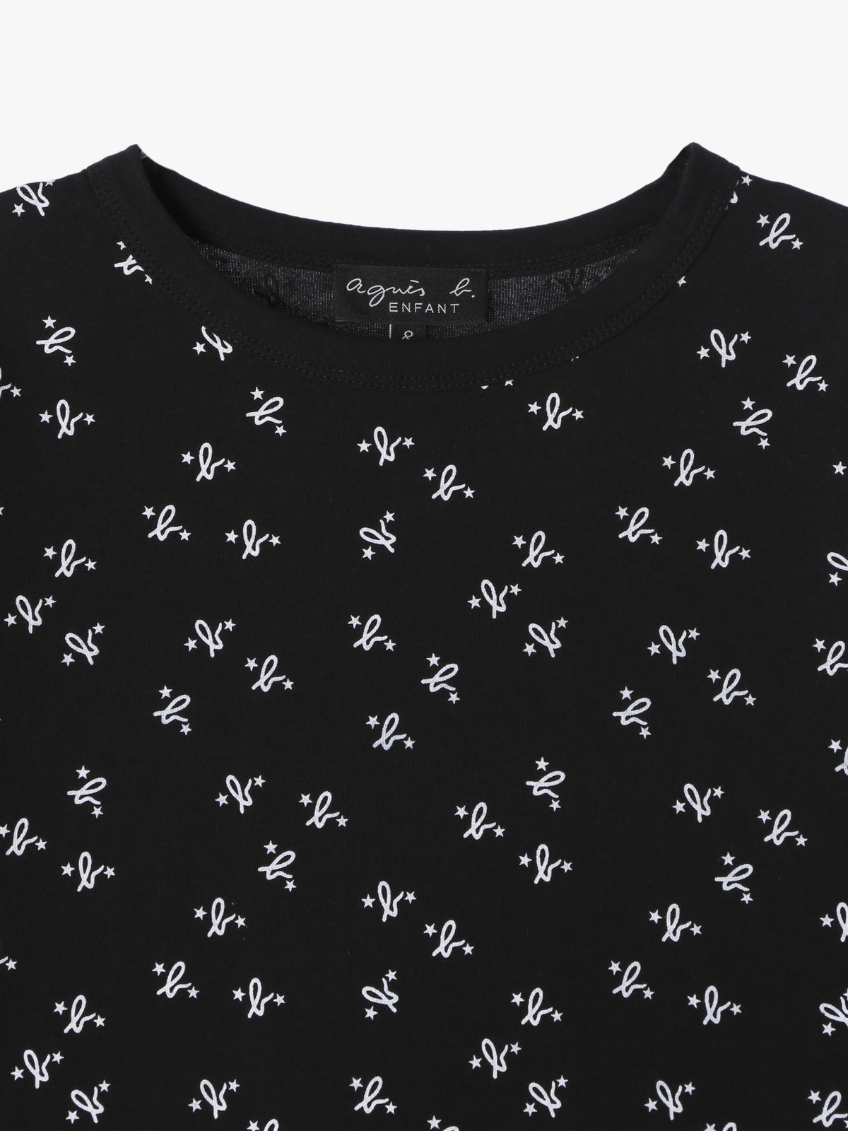 ENFANT ユニセックス キッズ 総柄プリント オーガニックコットン 長袖Tシャツ ブラック