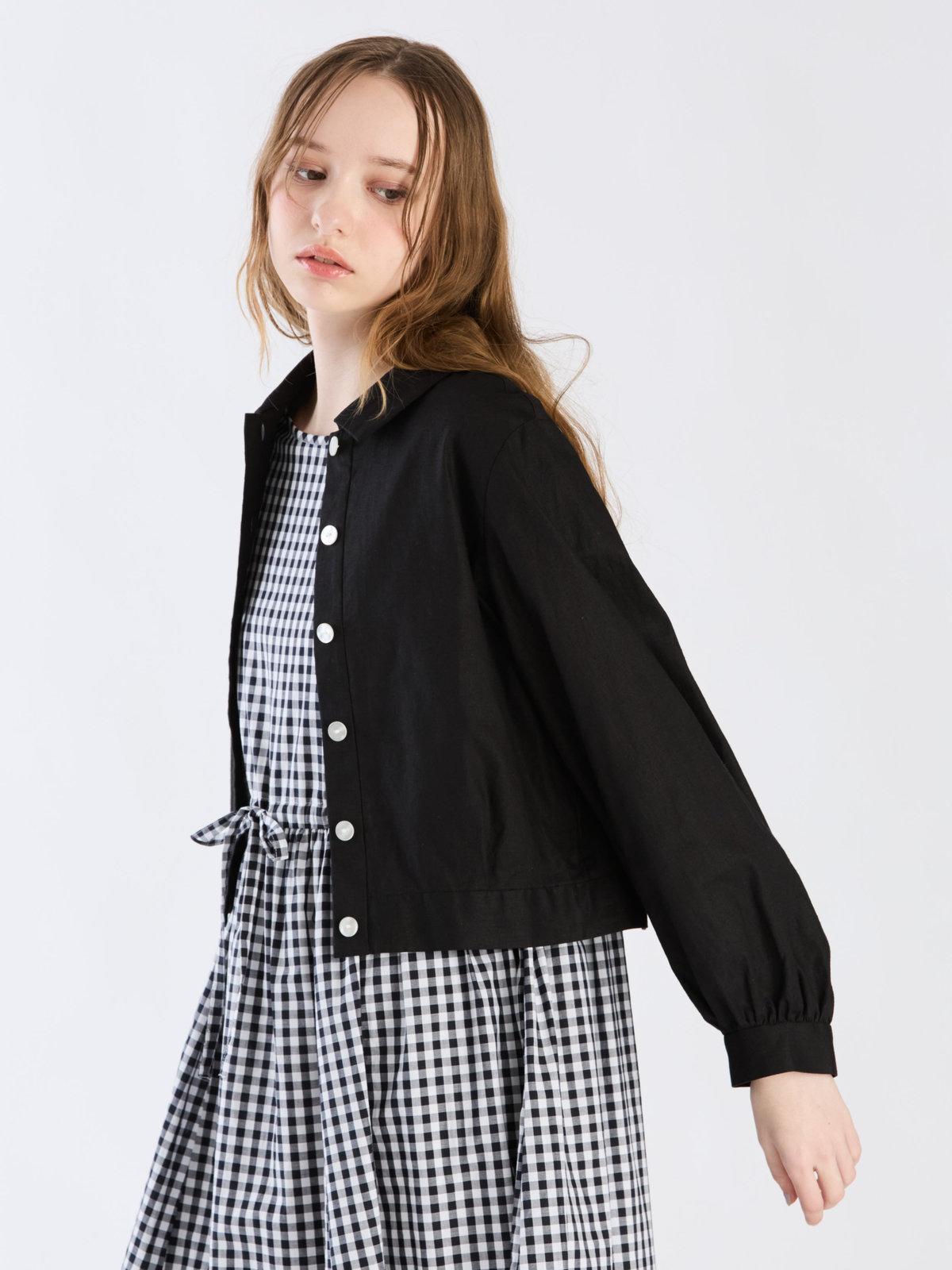 To b. by agnès b. 【Outlet】コットンリネンポプリンジャケット ブラック