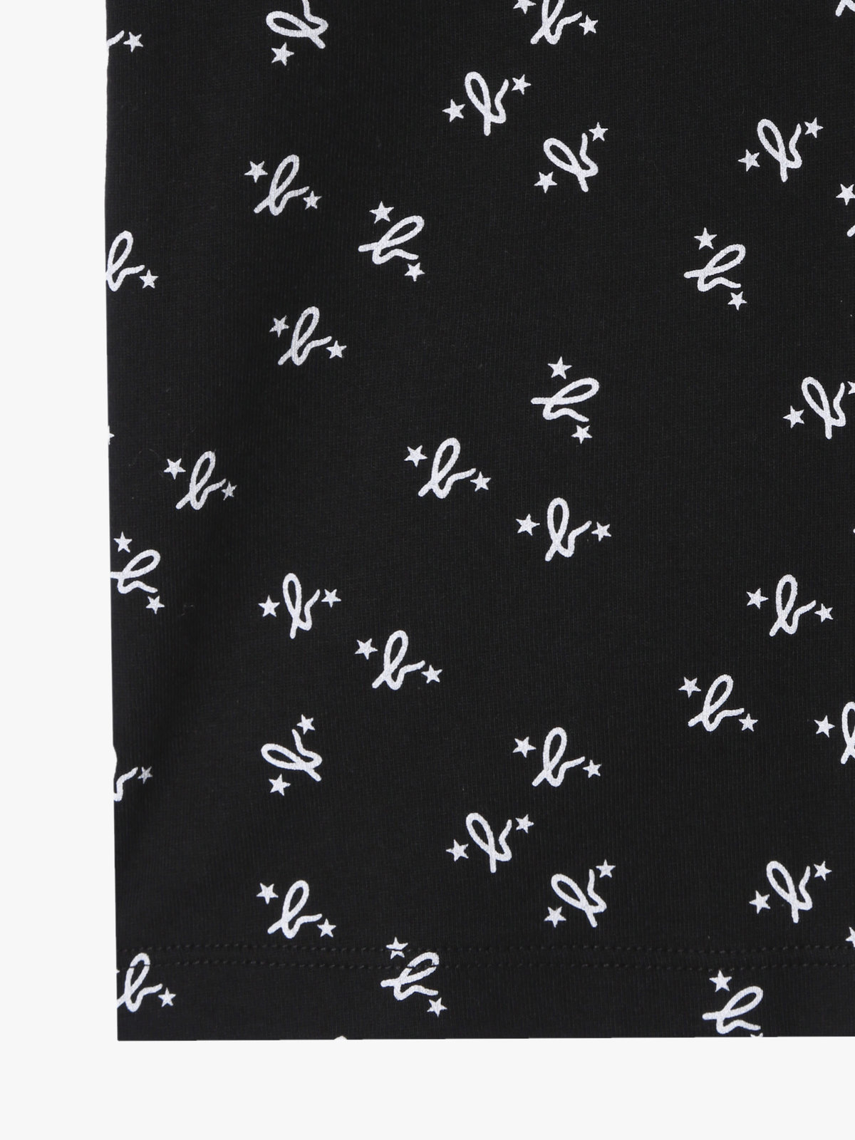 ENFANT ユニセックス キッズ 総柄プリント オーガニックコットン 長袖Tシャツ ブラック