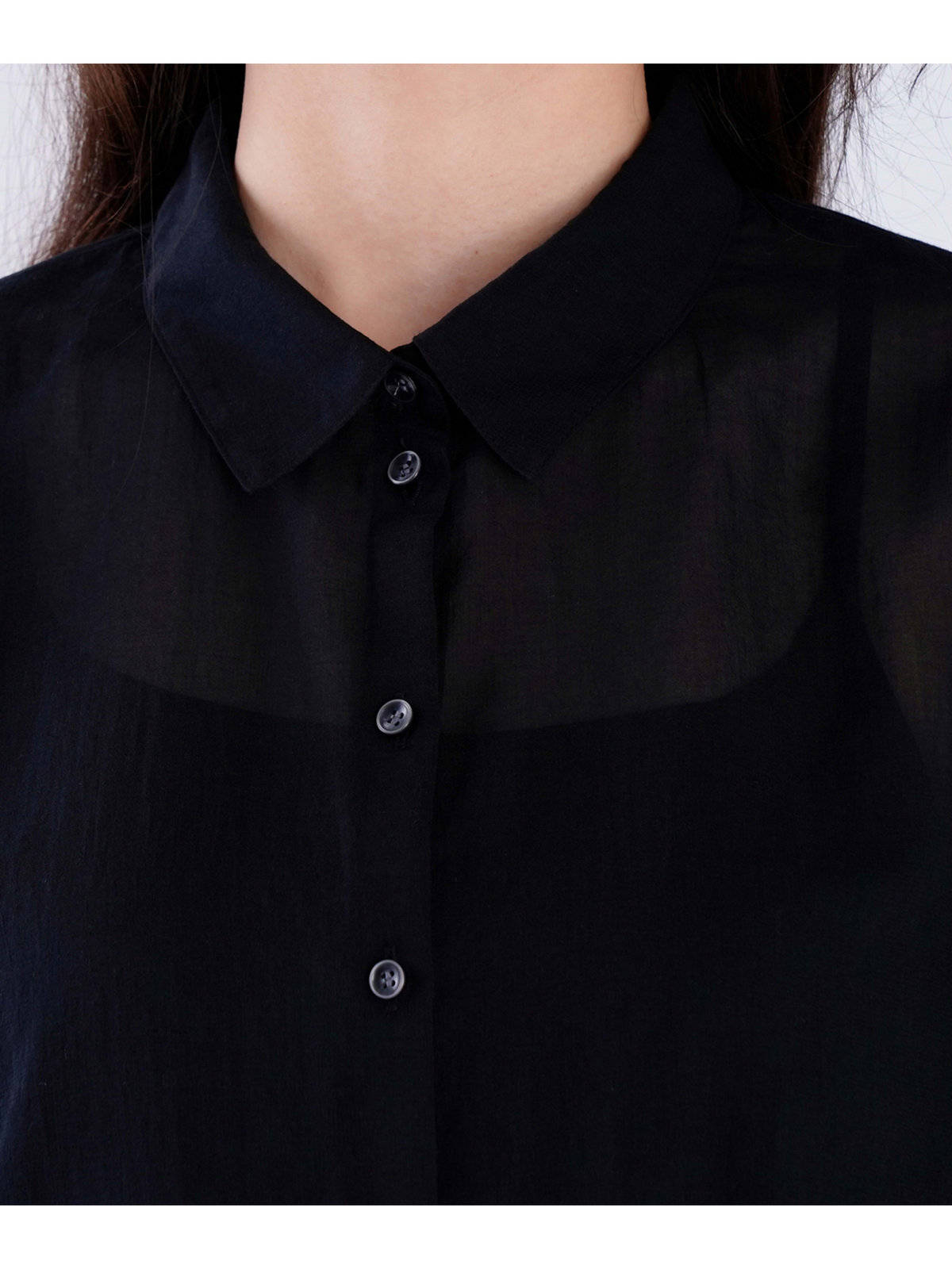 To b. by agnès b. 【Outlet】シアー コットン ロングスリーブ シャツ ブラック