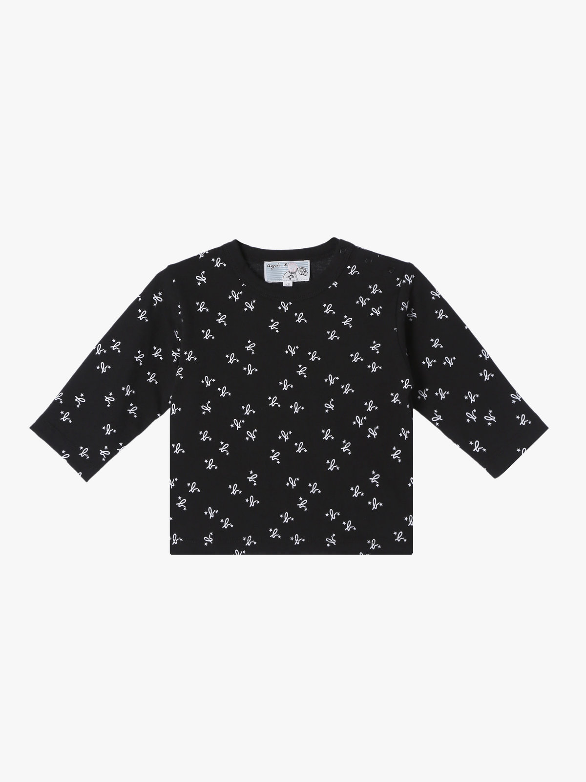 ENFANT ベビー ベビー 総柄プリント オーガニックコットン 長袖Tシャツ ブラック