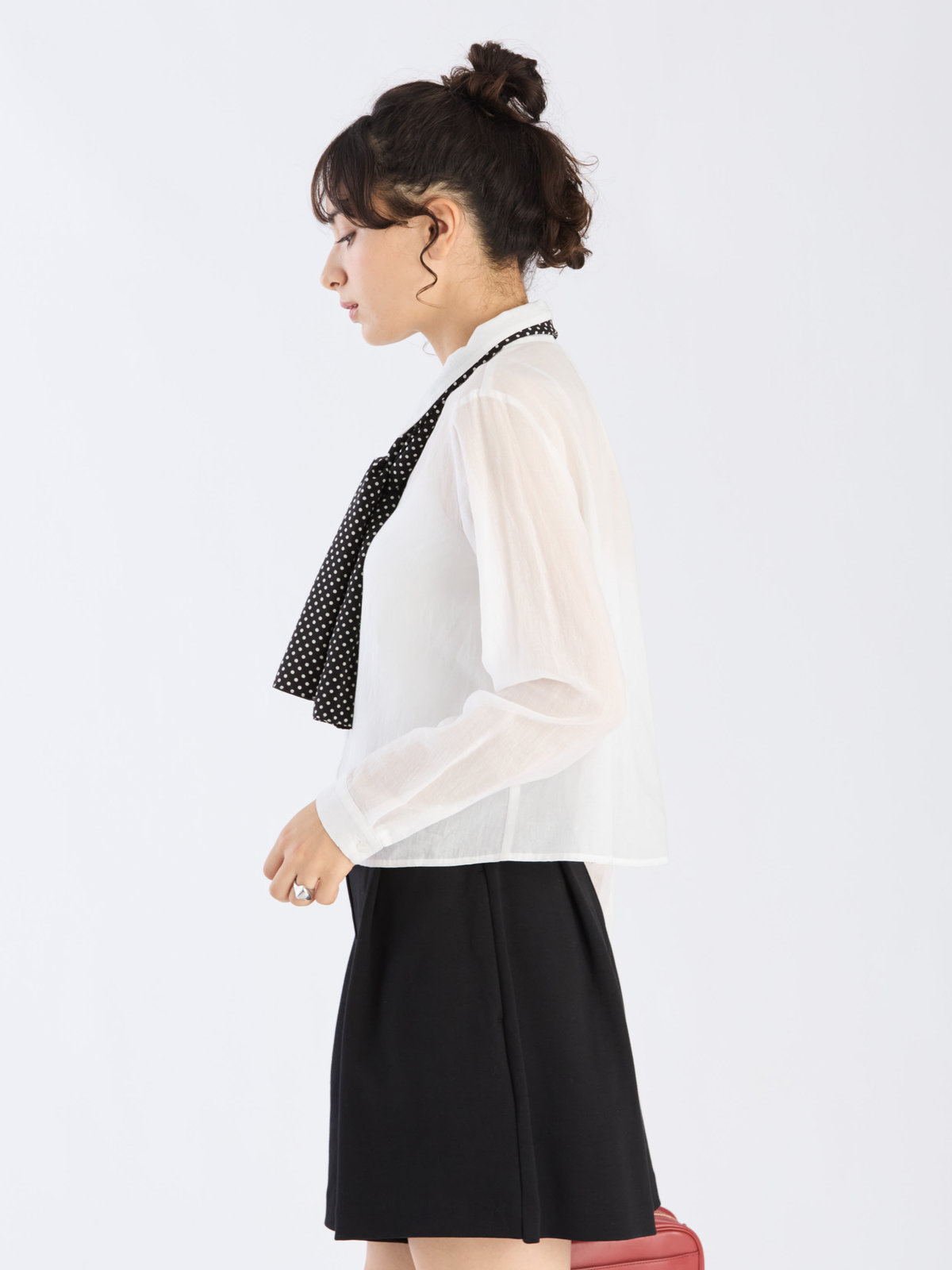 To b. by agnès b. 【Outlet】シアー コットン ロングスリーブ シャツ ホワイト