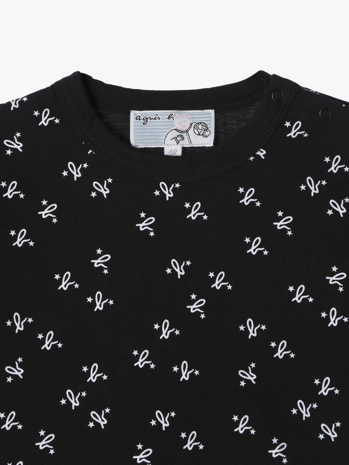 ENFANT ベビー ベビー 総柄プリント オーガニックコットン 長袖Tシャツ ブラック