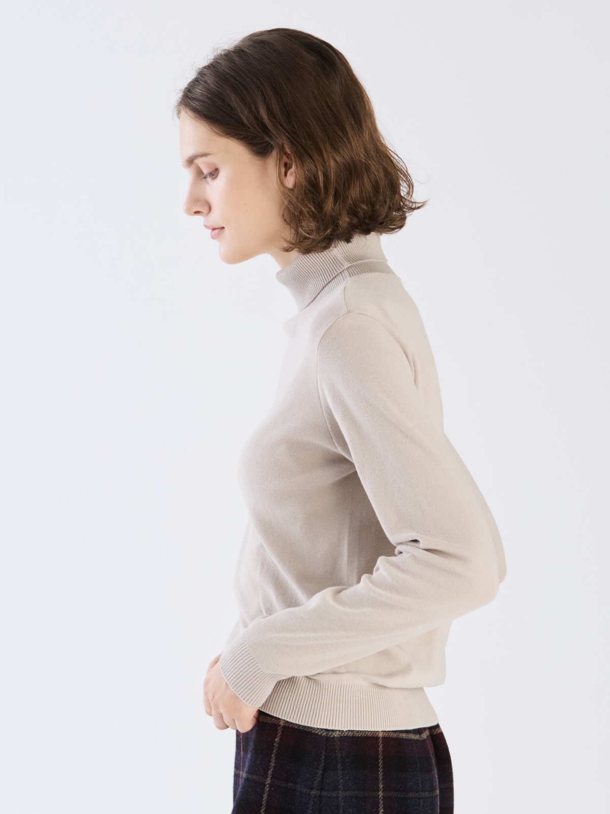 FEMME ウィメンズ 【Outlet】コットン タートルネック 長袖 ニットトップス "Eddy" グレー系その他