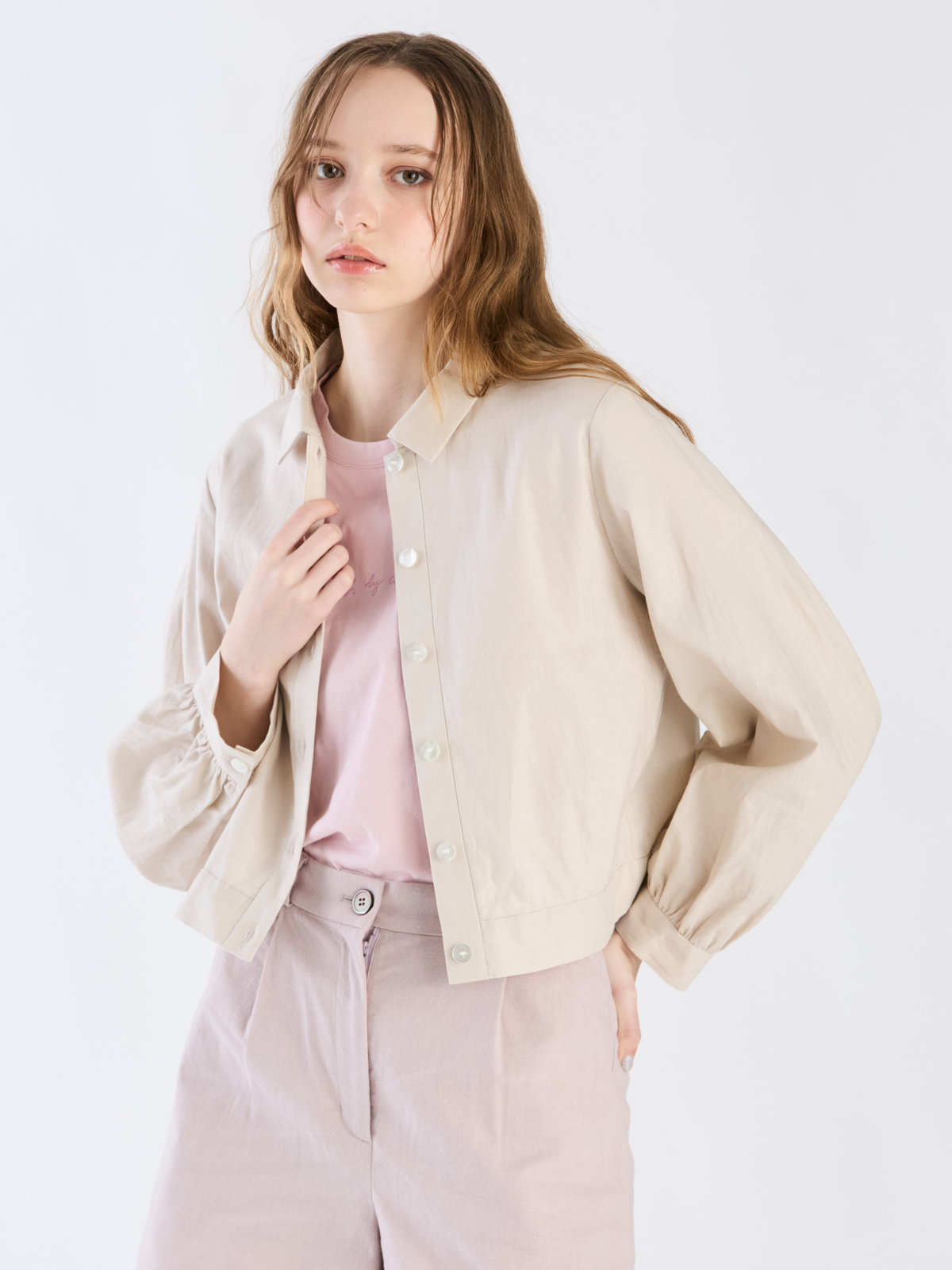 To b. by agnès b. 【Outlet】コットンリネンポプリンジャケット ベージュ