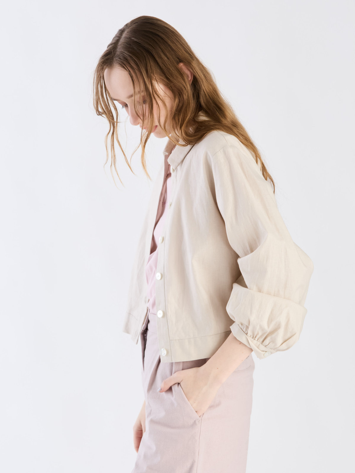 To b. by agnès b. 【Outlet】コットンリネンポプリンジャケット ベージュ