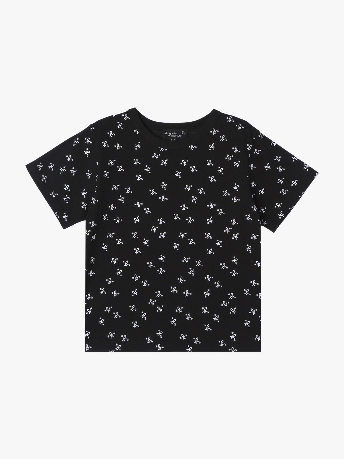 ENFANT ユニセックス キッズ 総柄プリント オーガニックコットン 半袖Tシャツ ブラック