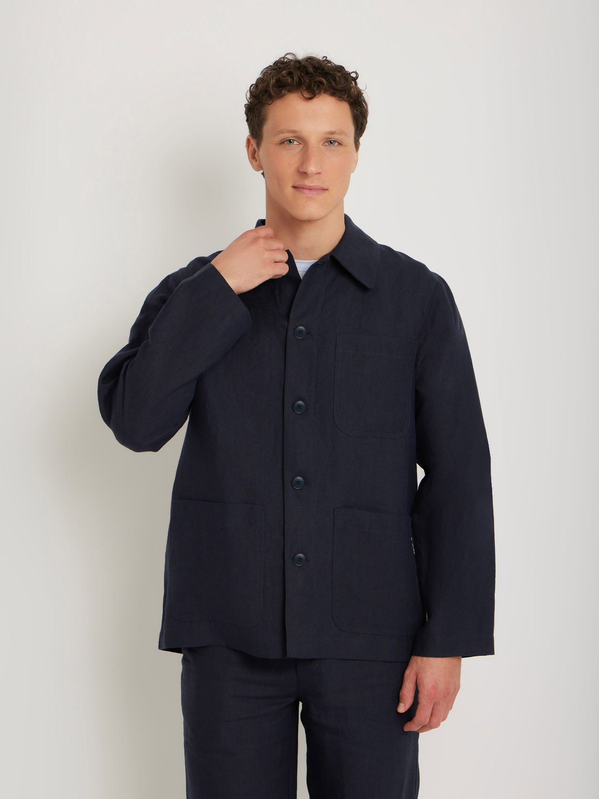 HOMME メンズ メンズ リネン 長袖 ジャケット "Sanshui" ブルー系その他